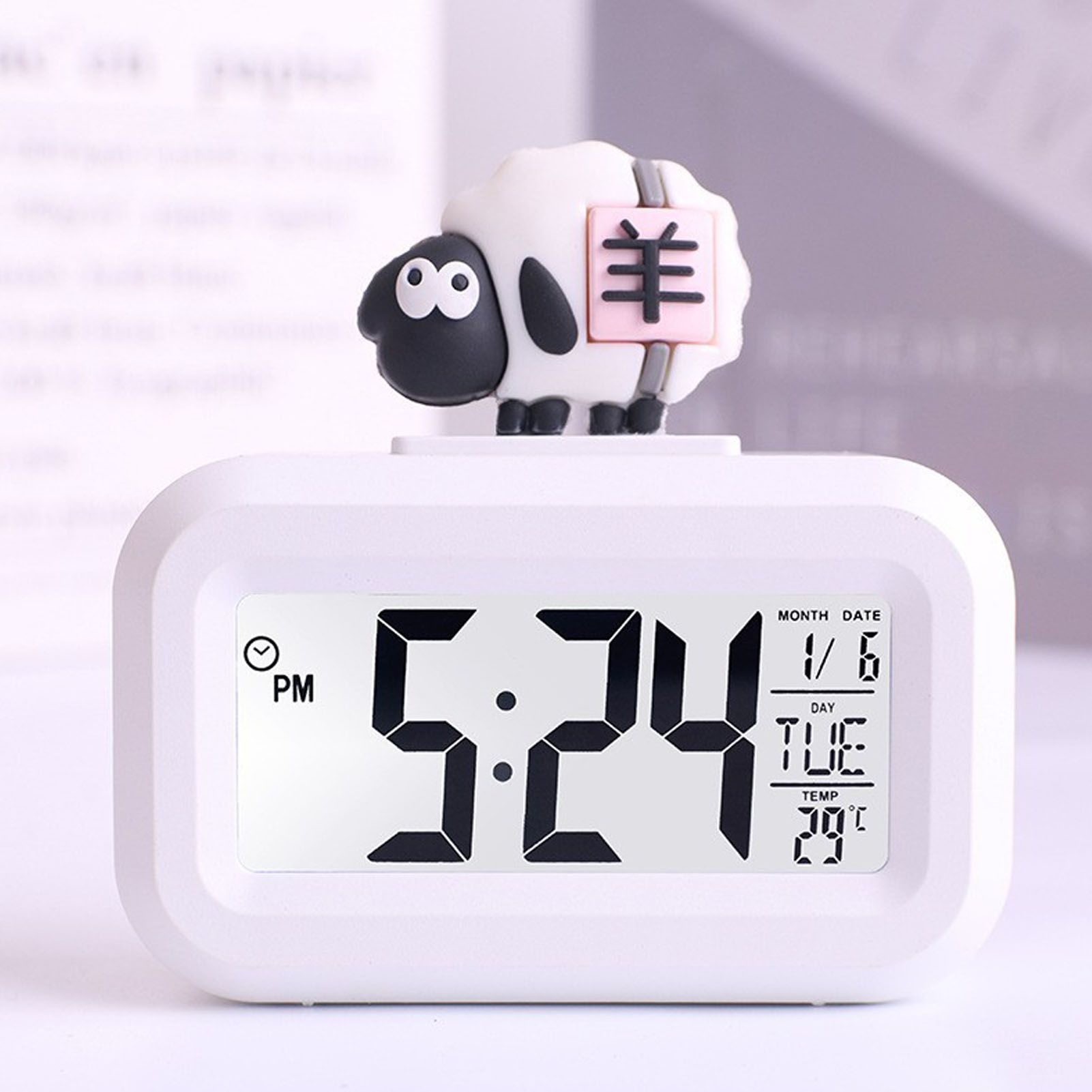 Electronic Clock Cute Cartoon LED Screen Desktop Electronic Alarm Data Time view 14