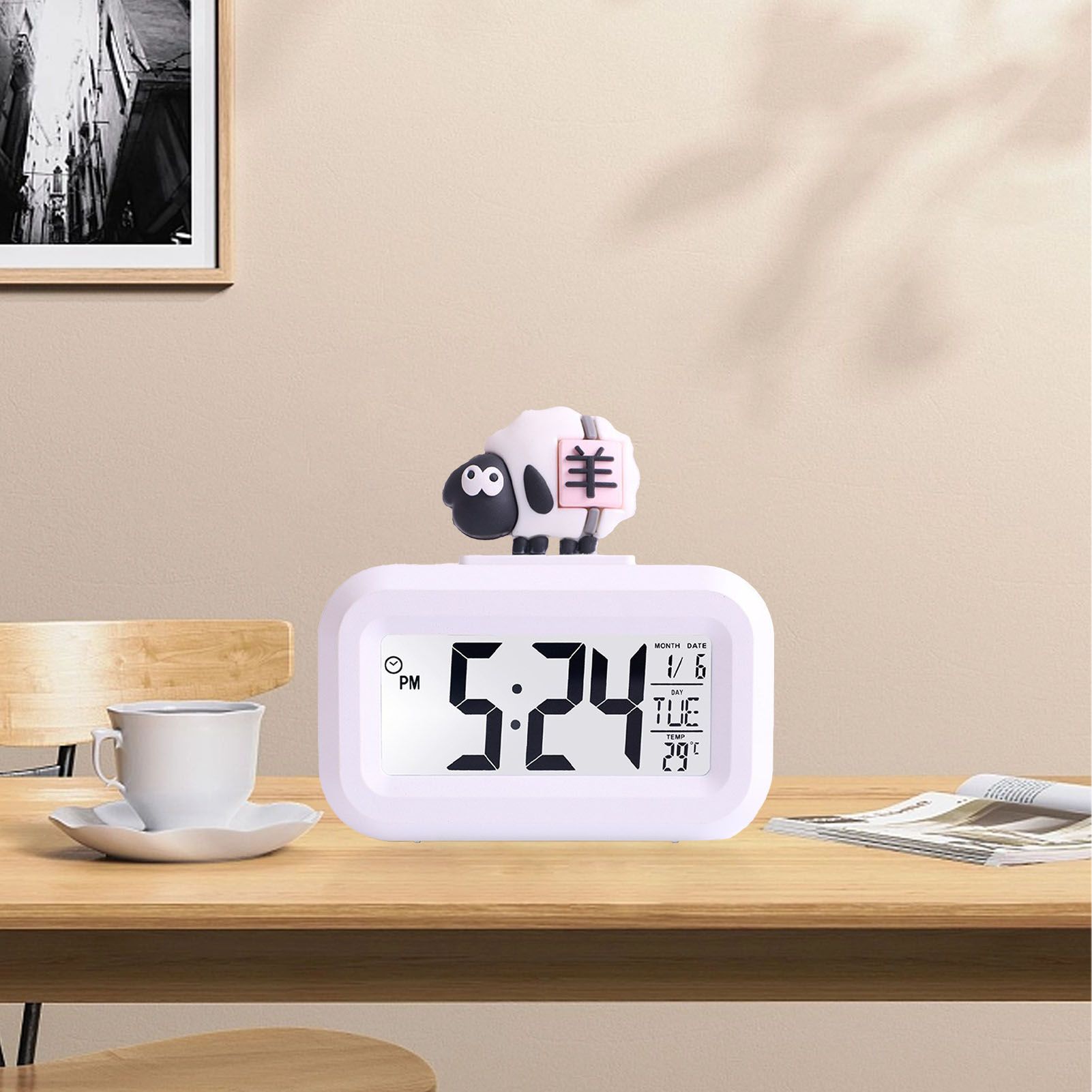 Electronic Clock Cute Cartoon LED Screen Desktop Electronic Alarm Data Time view 15