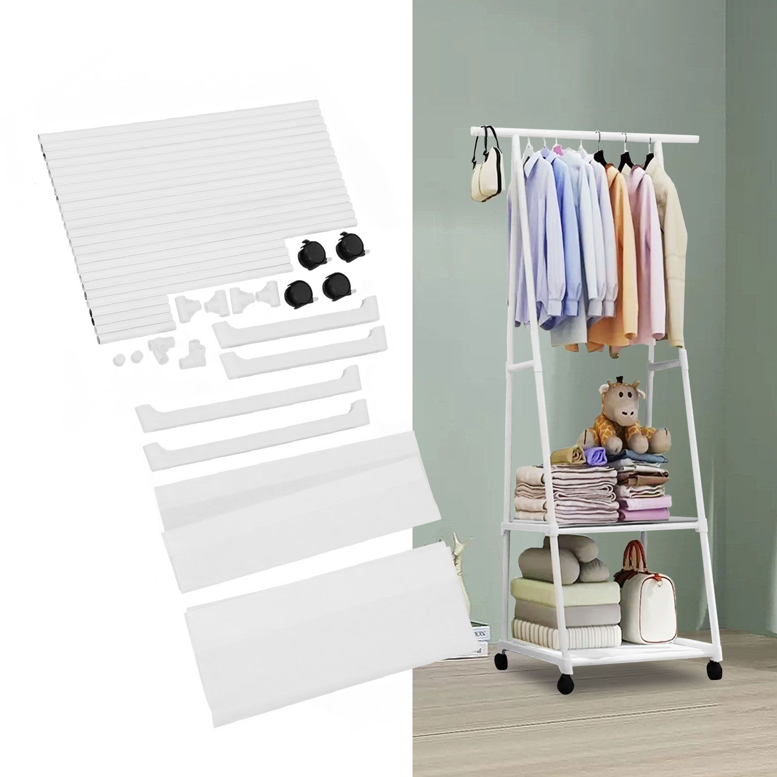 Clothing Garment Rack Multifunctional Triangular Movable Multi Layer Storage view 12