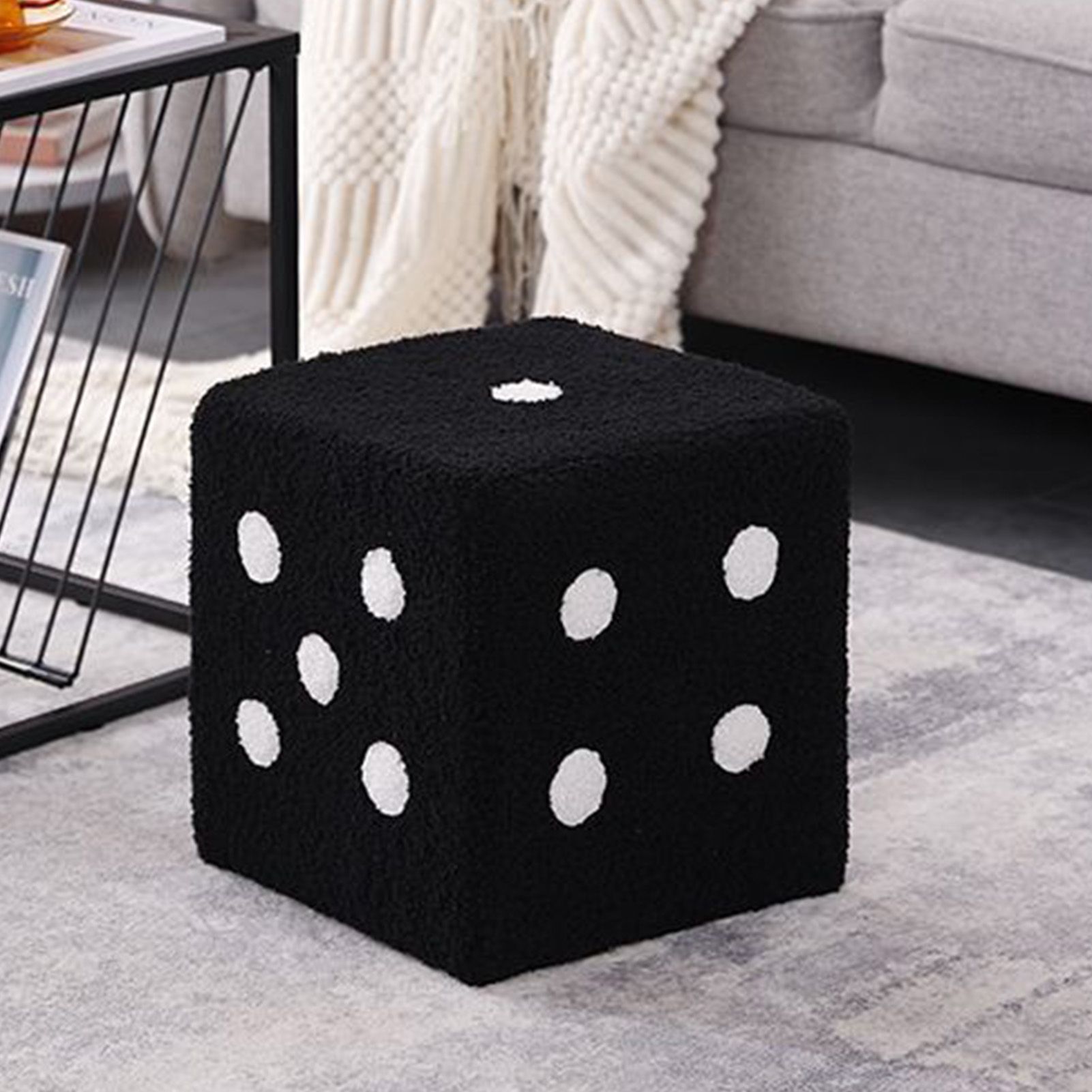 Foot Stool Soft Comfortable Simple Warm Sturdy Base Cube Stool for Home Living view 6