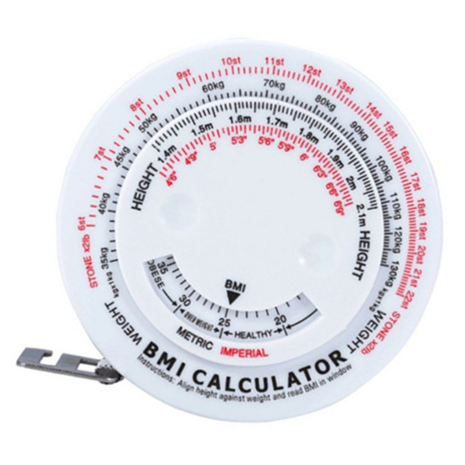 Round BMI Measuring Tape Automatic Retractable Waistline Tape Calculator view 3