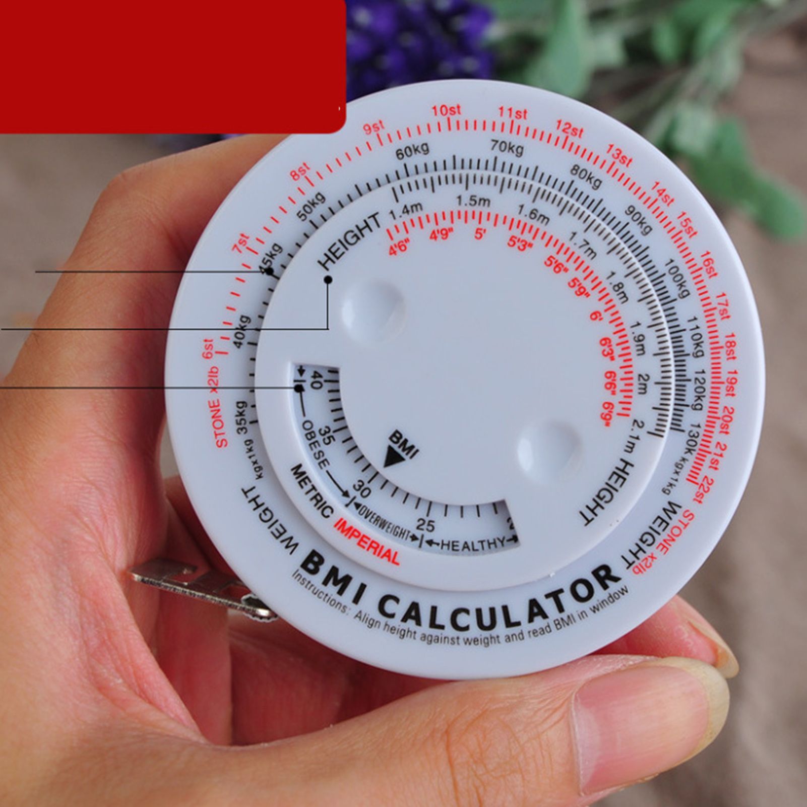 Round BMI Measuring Tape Automatic Retractable Waistline Tape Calculator view 10