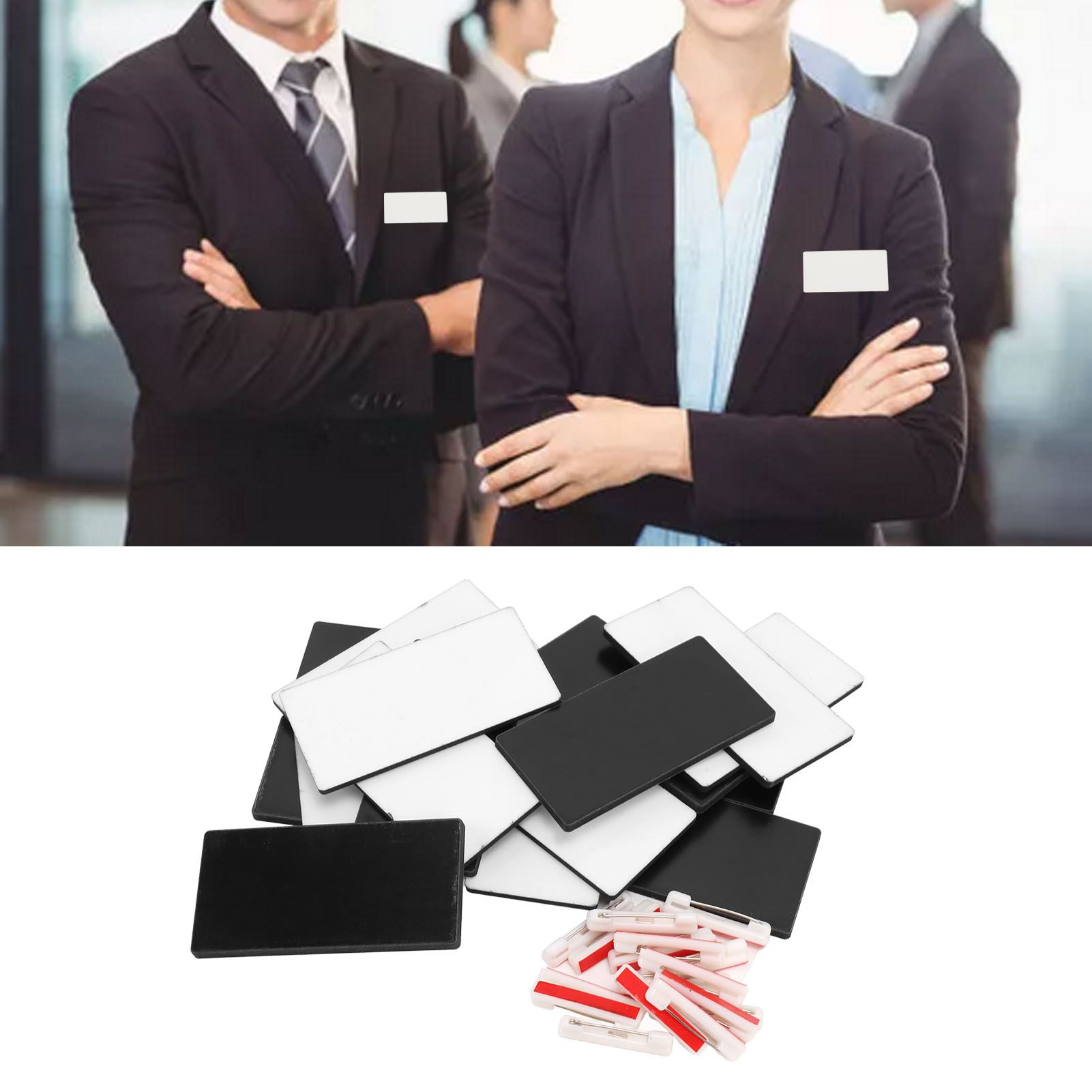 16pcs Blank Name Badges DIY Making MDF Material Rounded Corners Compact view 11