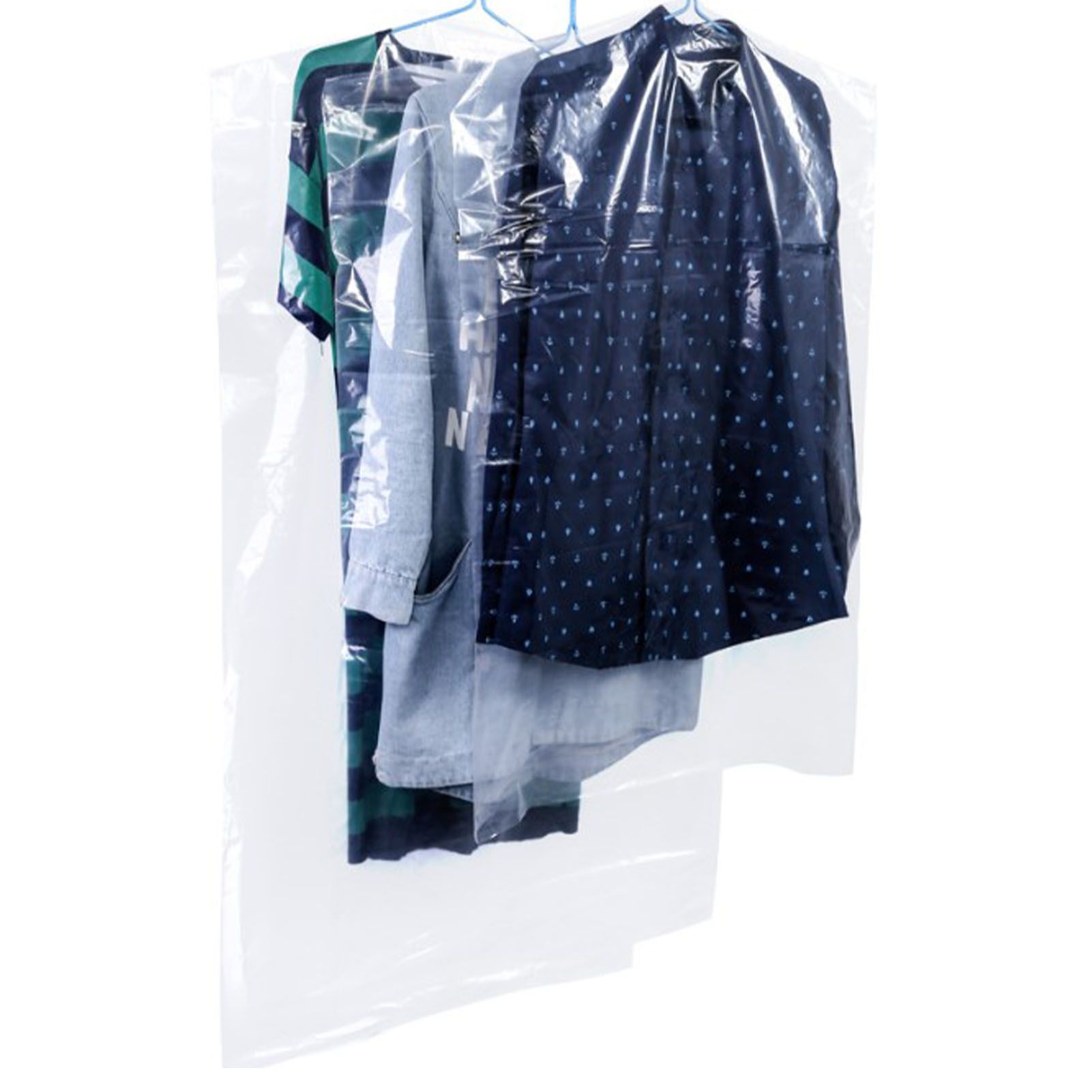 100 Pcs Hanging Garment Bag Single Use Dustproof 60x120cm PE Material Semi view 6