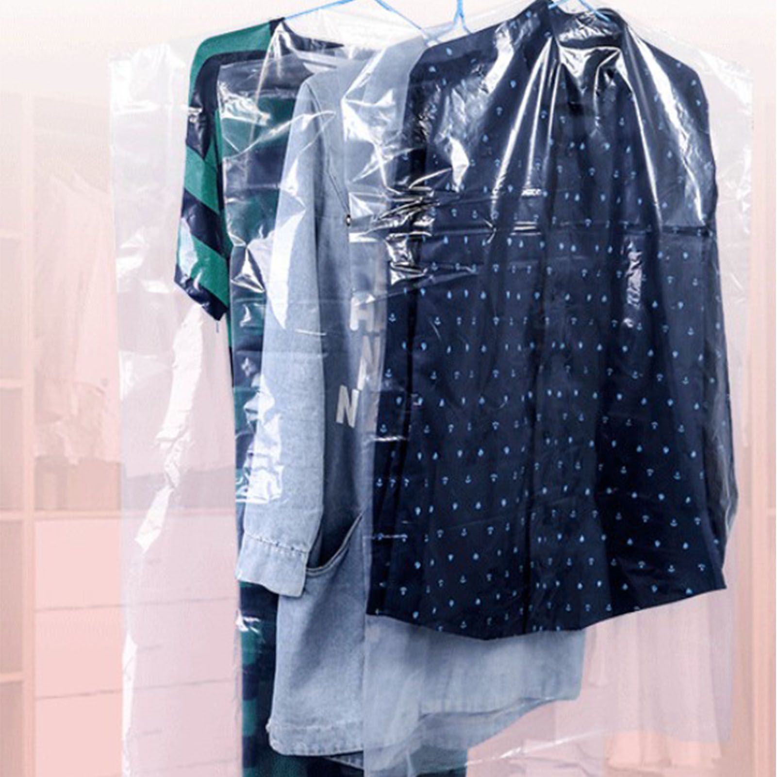100 Pcs Hanging Garment Bag Single Use Dustproof 60x120cm PE Material Semi view 12