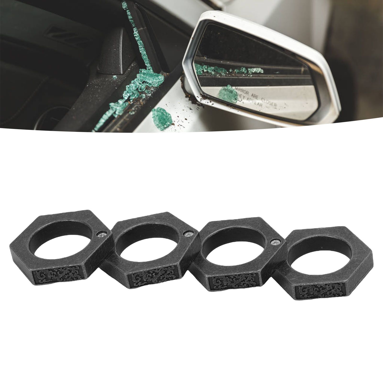 Defense Rings Aluminium Alloy Glossy Hexagonal Window Breaker for Emergency view 11