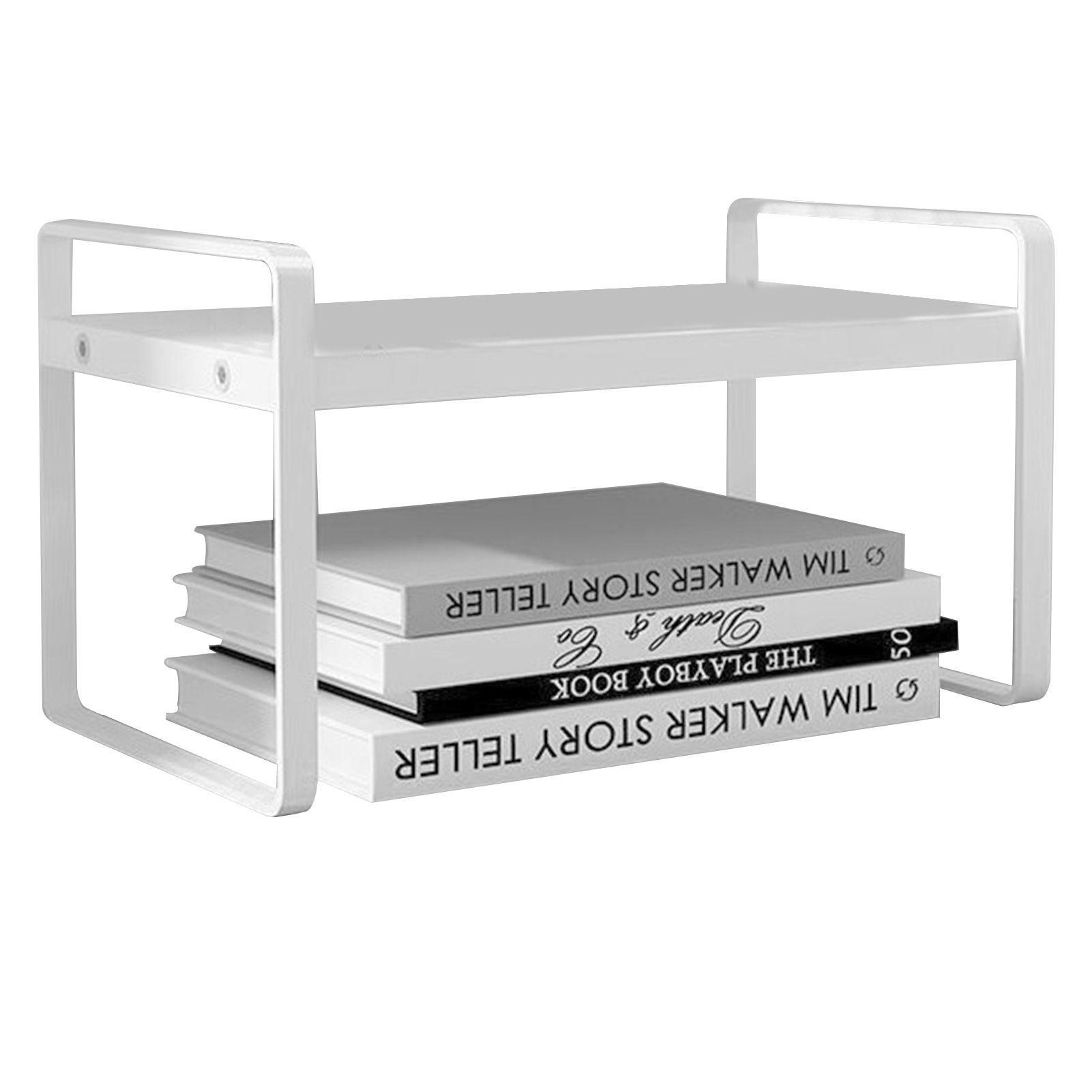 Desktop Bookshelf Organizer Desktop Organizer Office Storage Rack Warm White view 2