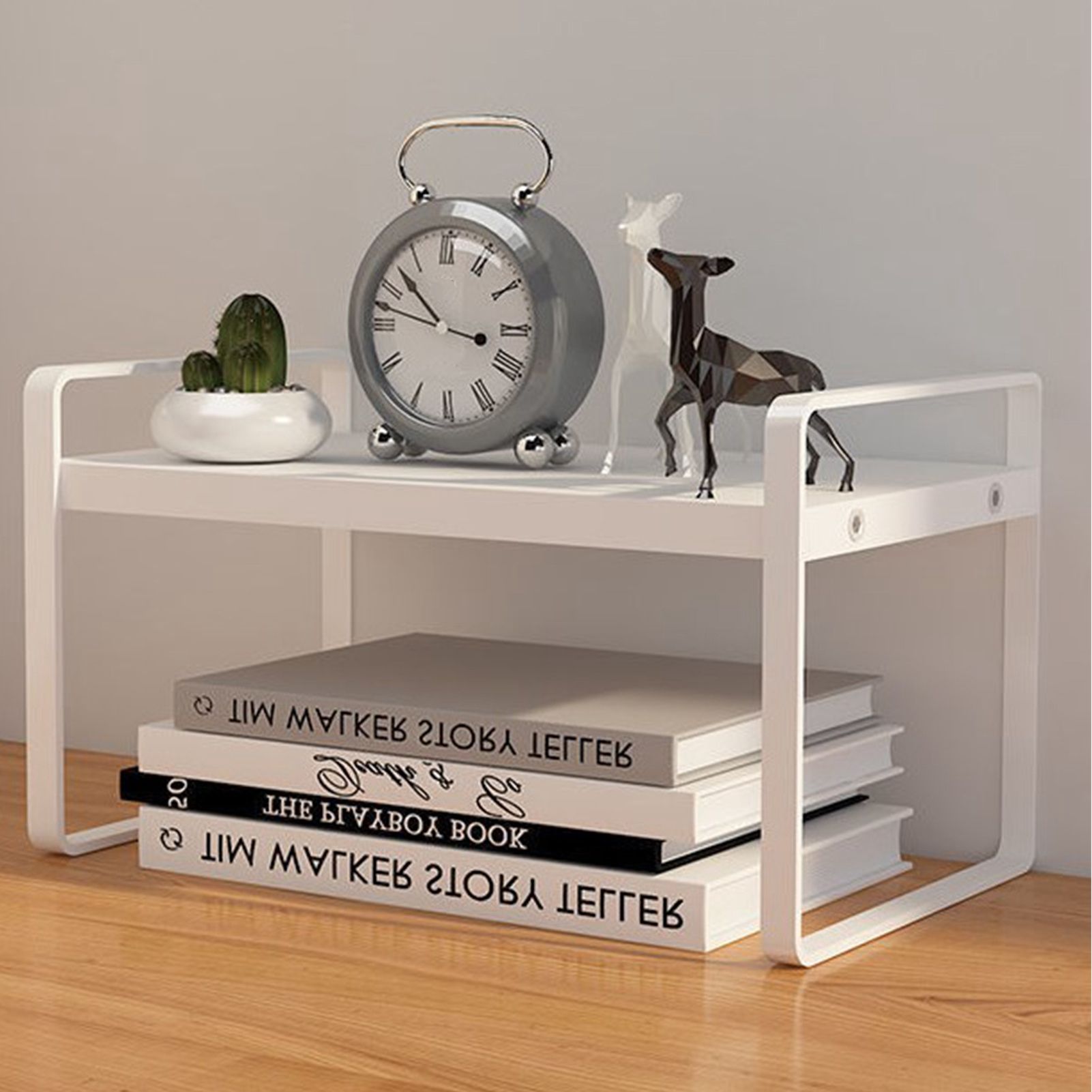 Desktop Bookshelf Organizer Desktop Organizer Office Storage Rack Warm White view 4