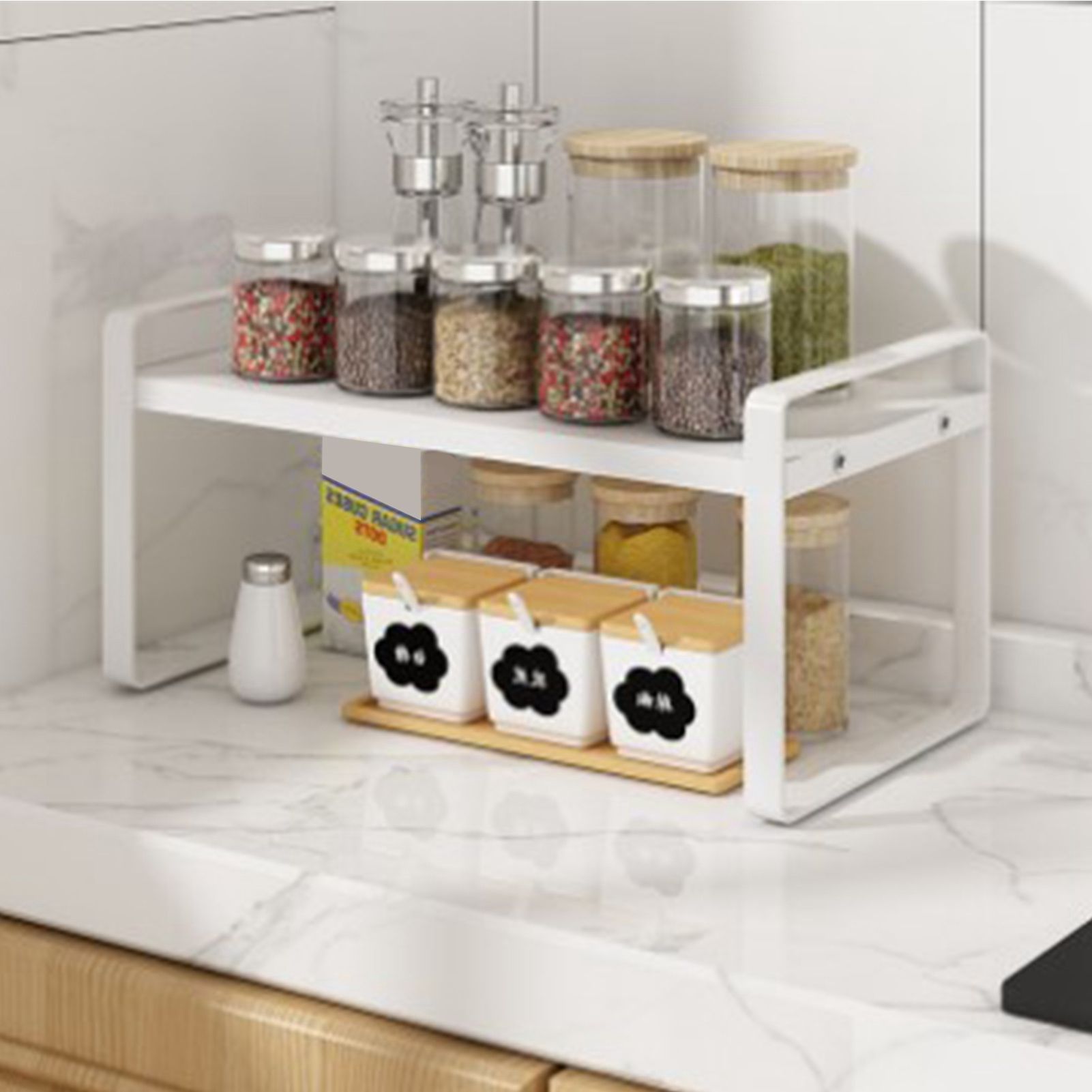 Desktop Bookshelf Organizer Desktop Organizer Office Storage Rack Warm White view 5