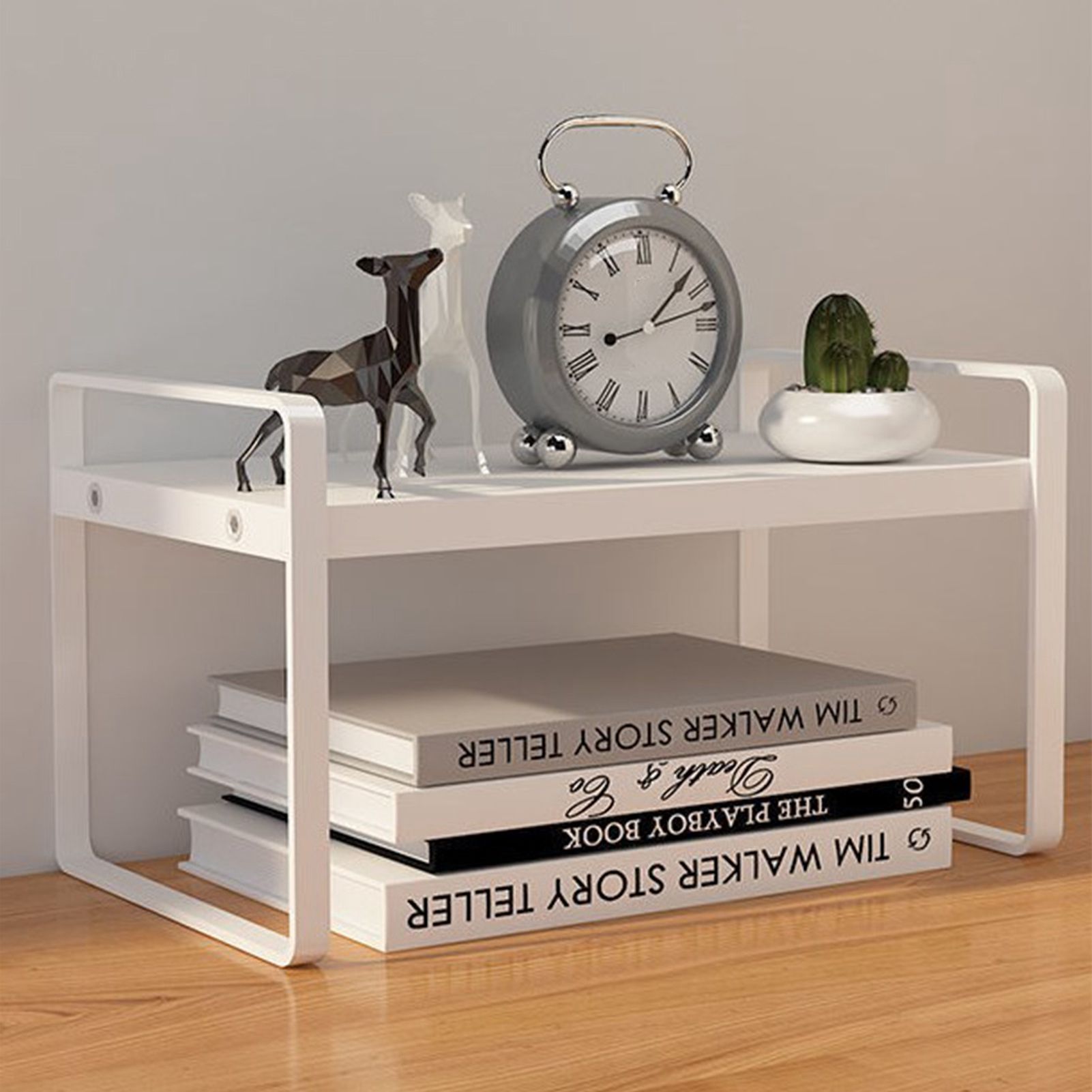 Desktop Bookshelf Organizer Desktop Organizer Office Storage Rack Warm White view 7