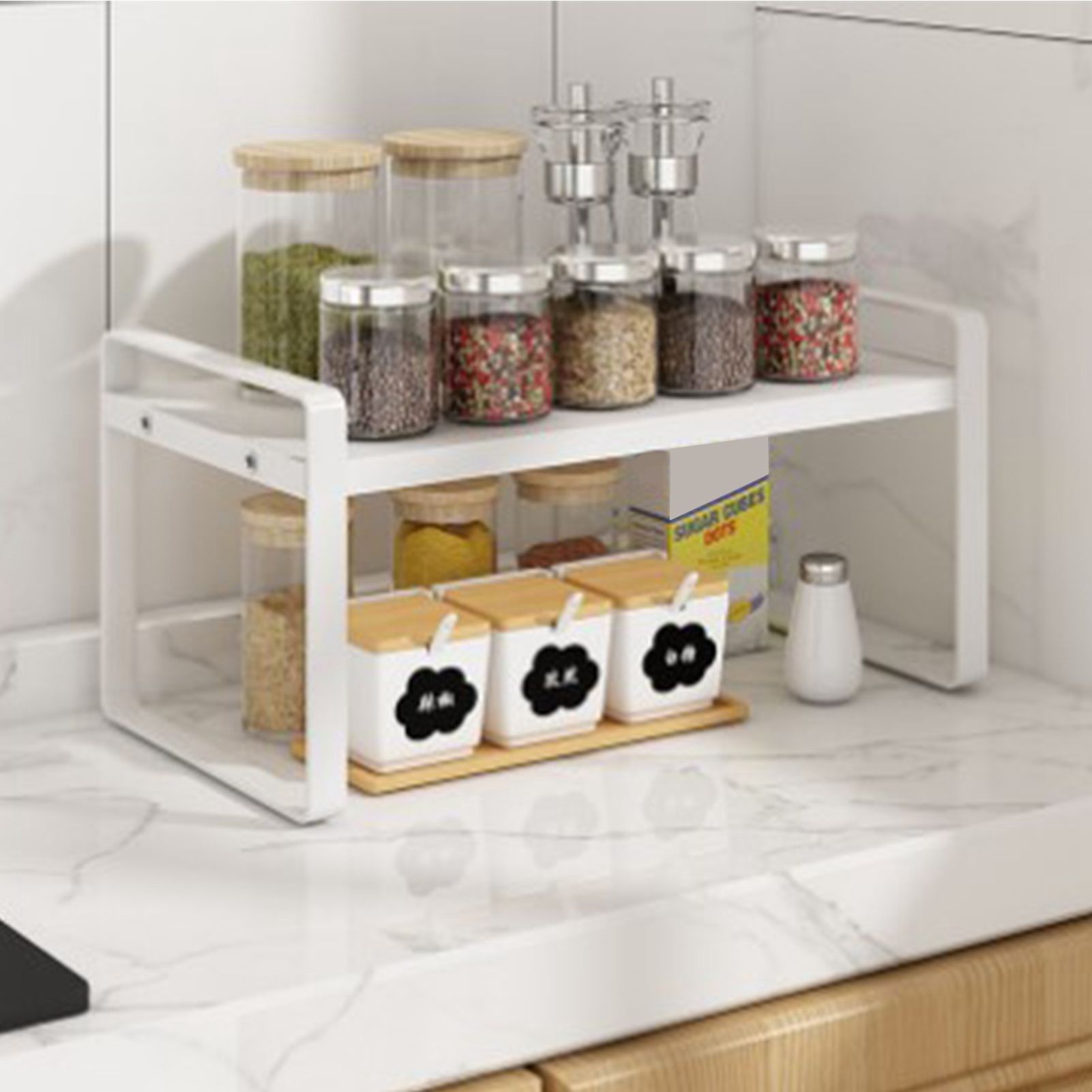Desktop Bookshelf Organizer Desktop Organizer Office Storage Rack Warm White view 10