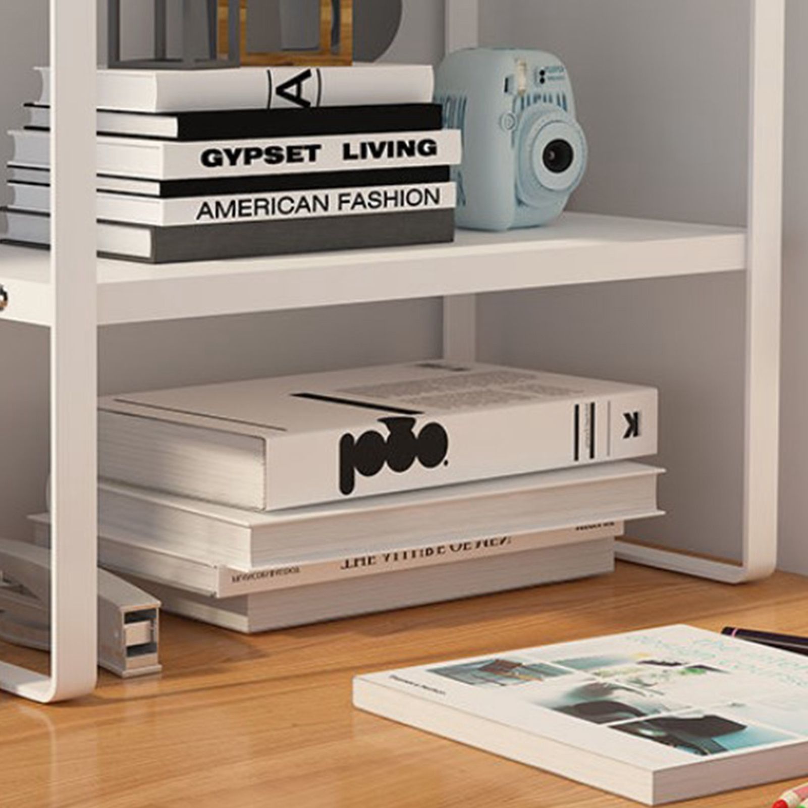 Desktop Bookshelf Organizer Desktop Organizer Office Storage Rack Warm White view 12