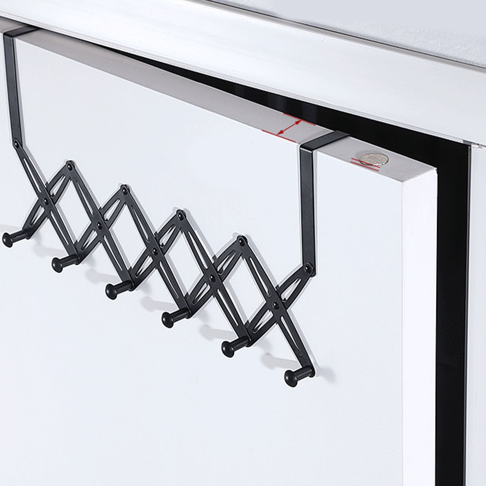 Over Door Hooks Expandable Stainless Steel Clothes Coat Rack for Bedroom view 5
