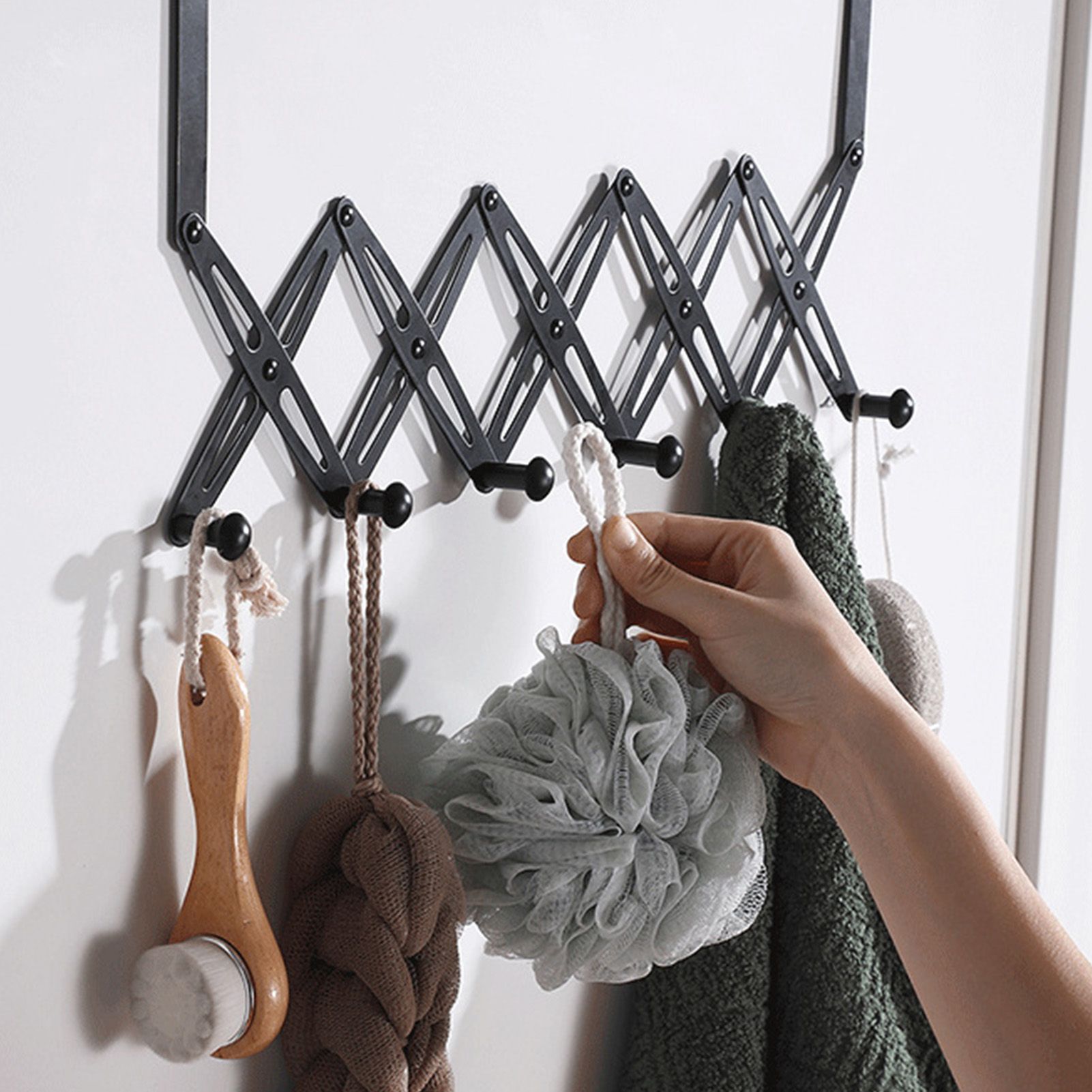 Over Door Hooks Expandable Stainless Steel Clothes Coat Rack for Bedroom view 6
