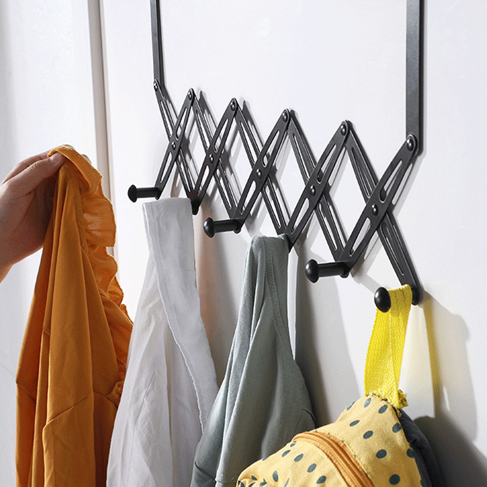 Over Door Hooks Expandable Stainless Steel Clothes Coat Rack for Bedroom view 12