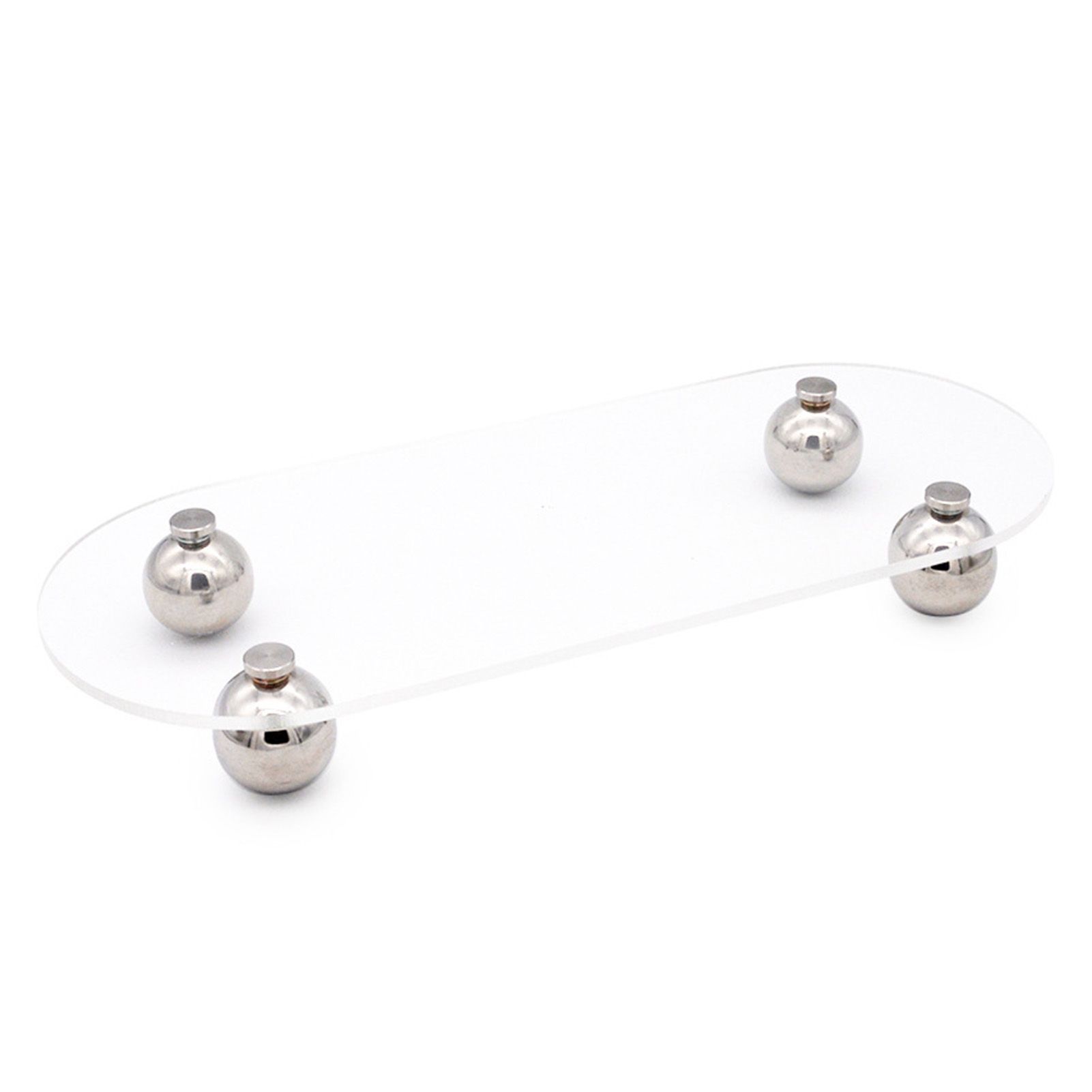 Acrylic Storage Tray Clear Transparent Stainless Steel Round Feet Minimalist