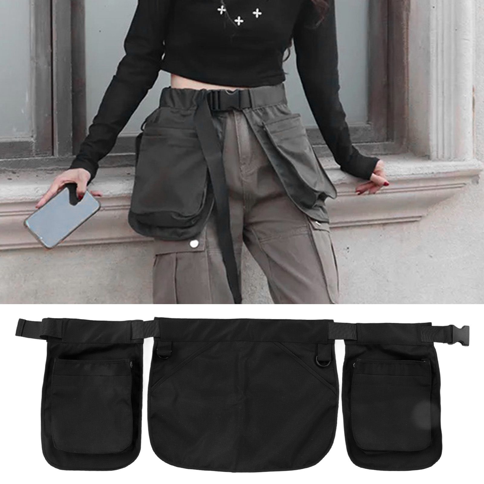 Waist Apron Bag Multi Pocket Waist Belt Bag Fashionable Zipper Closure Tool view 11