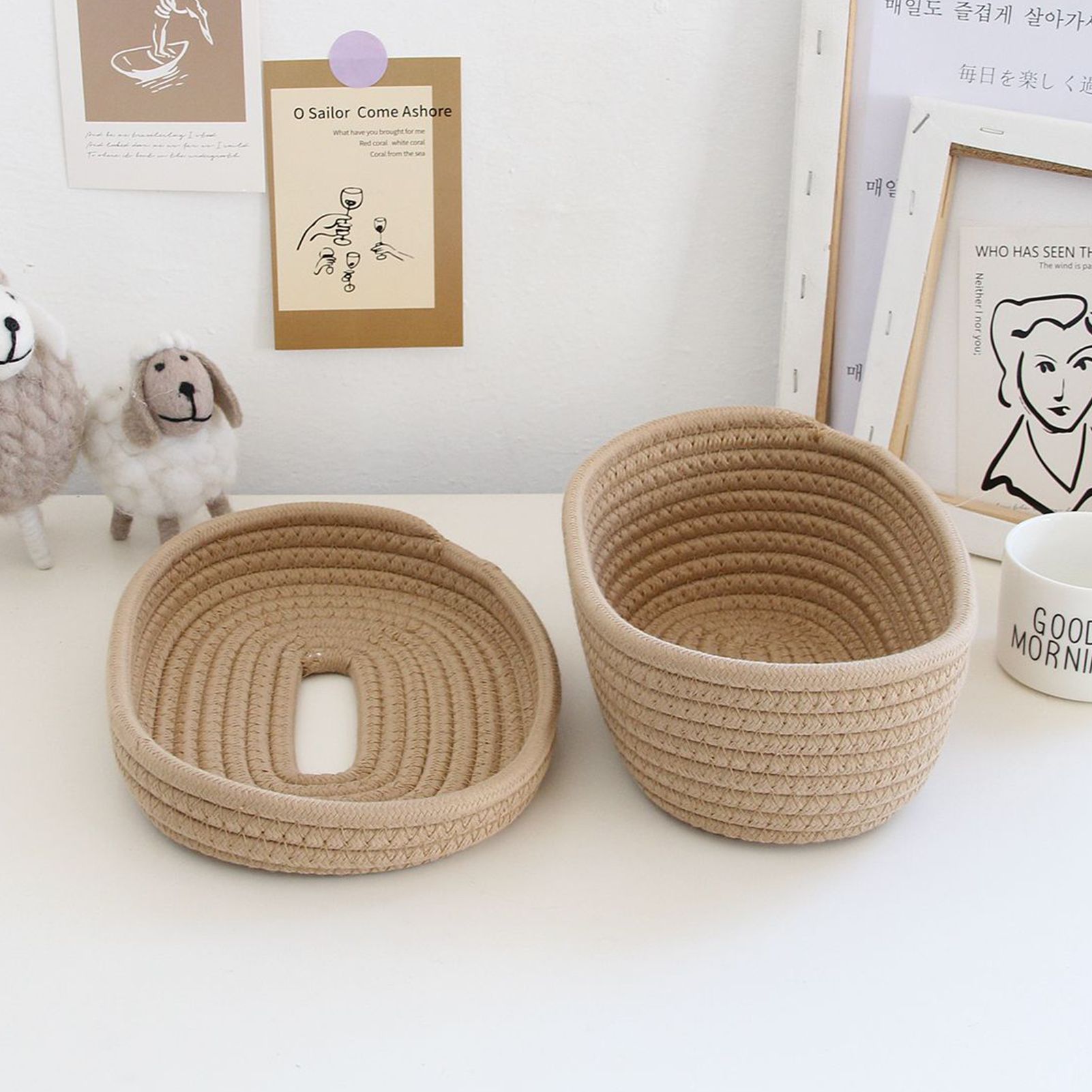 Tissue Box Cover Handmade Cotton Rope Napkin Tissue Holder Decorative view 9
