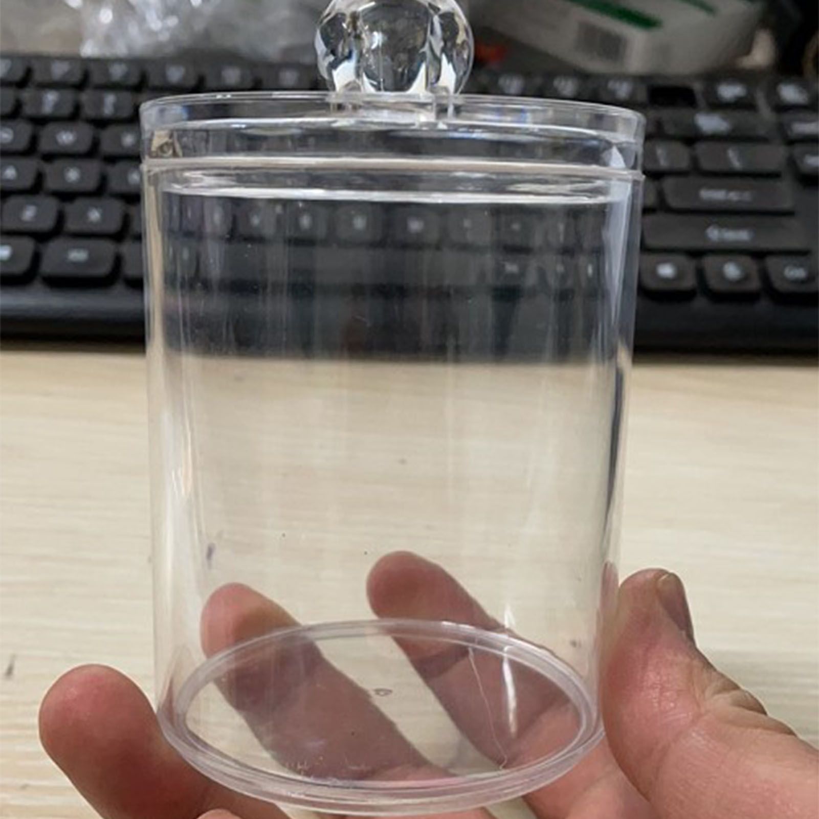 4Pcs Storage Jar Clear Round PS Plastic Bathroom Canister Set for Qtips Cotton view 12