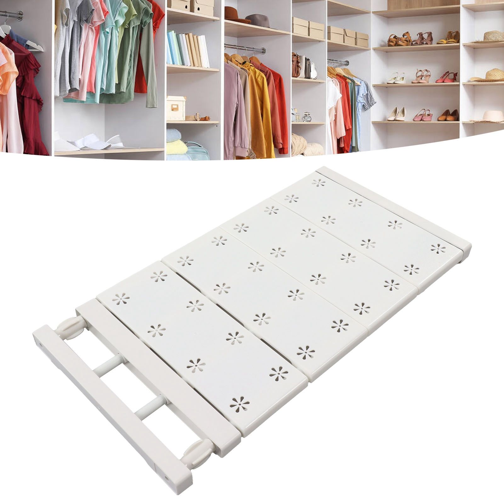 Wardrobe Partition Board Storage Extendable Rod Space Saving Layered Partition view 11