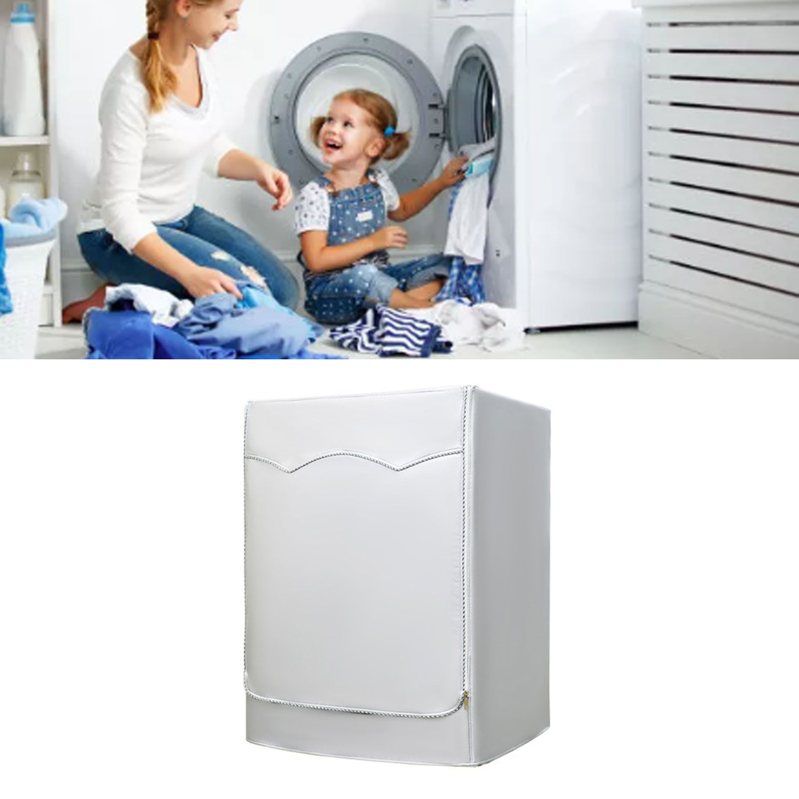 Washing Machine Cover Waterproof Dustproof Sunscreen for Fully Automatic view 11