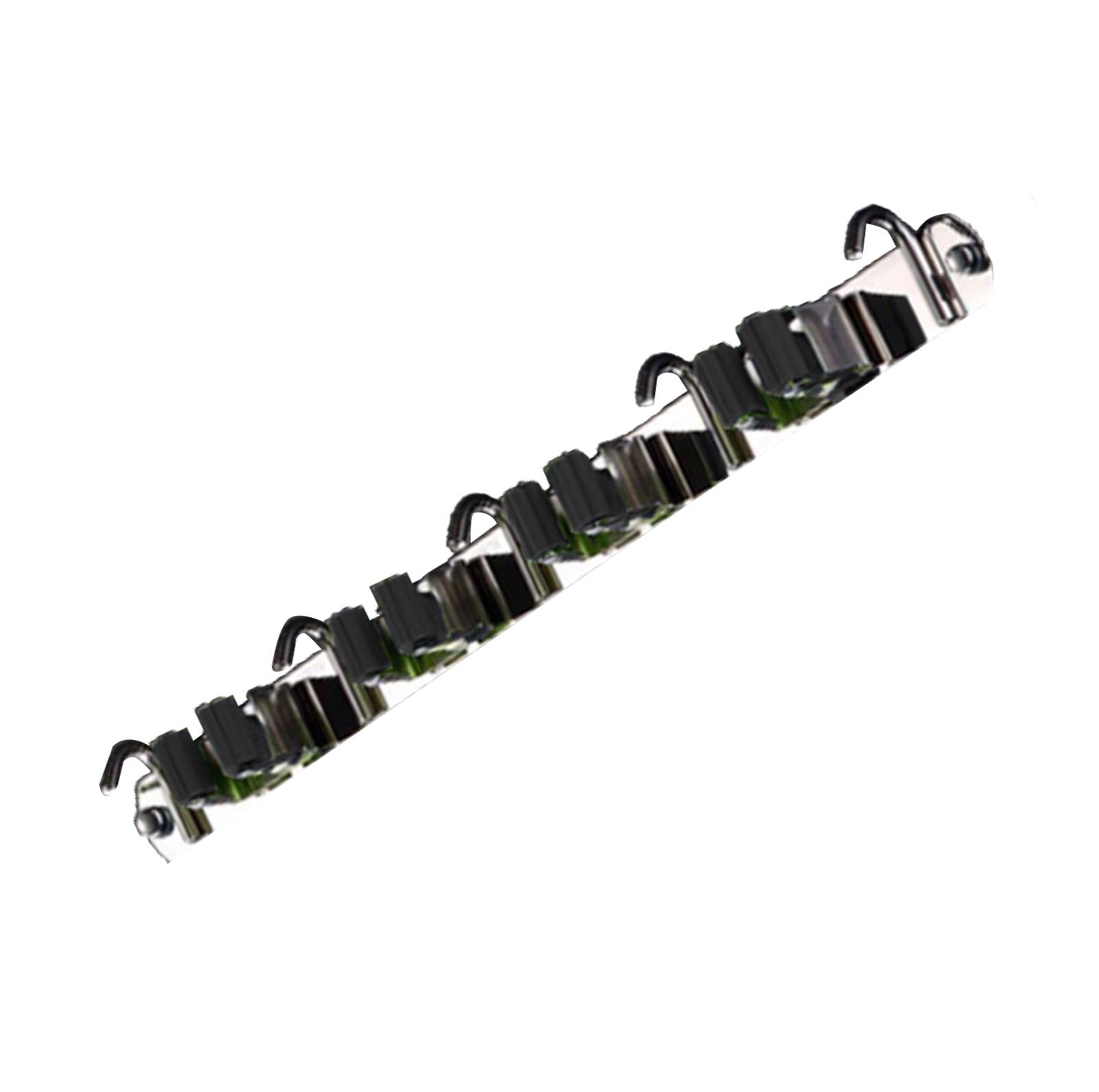 Punch Free Wall Mount Mop Broom Holder 4 Clips 5 Hooks Stainless Steel Mop view 3
