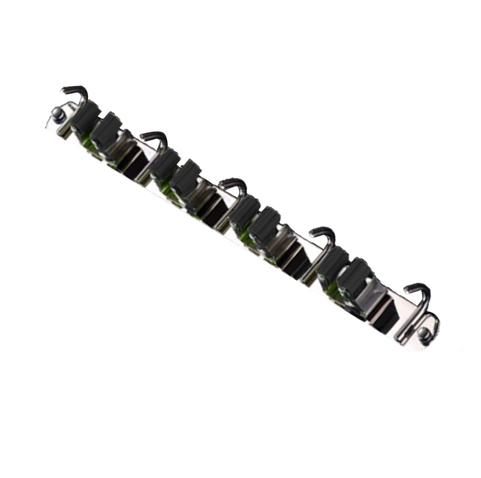 Punch Free Wall Mount Mop Broom Holder 4 Clips 5 Hooks Stainless Steel Mop view 4