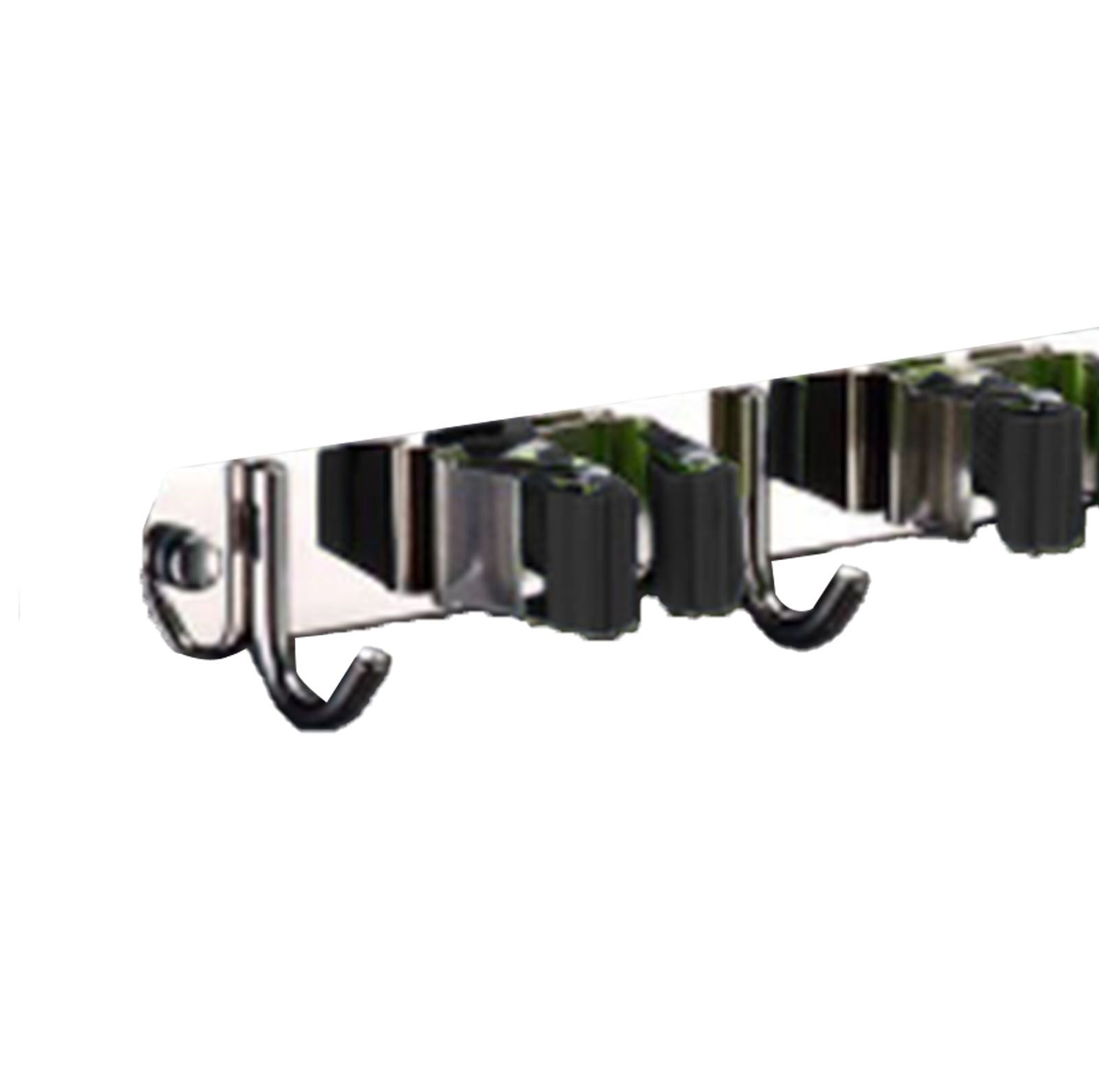 Punch Free Wall Mount Mop Broom Holder 4 Clips 5 Hooks Stainless Steel Mop view 7