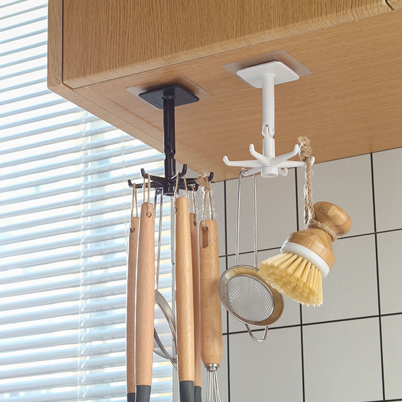 Hanging Utensil Holder Hooks 4 Claws 360° Rotatable Moisture Proof Strong view 8