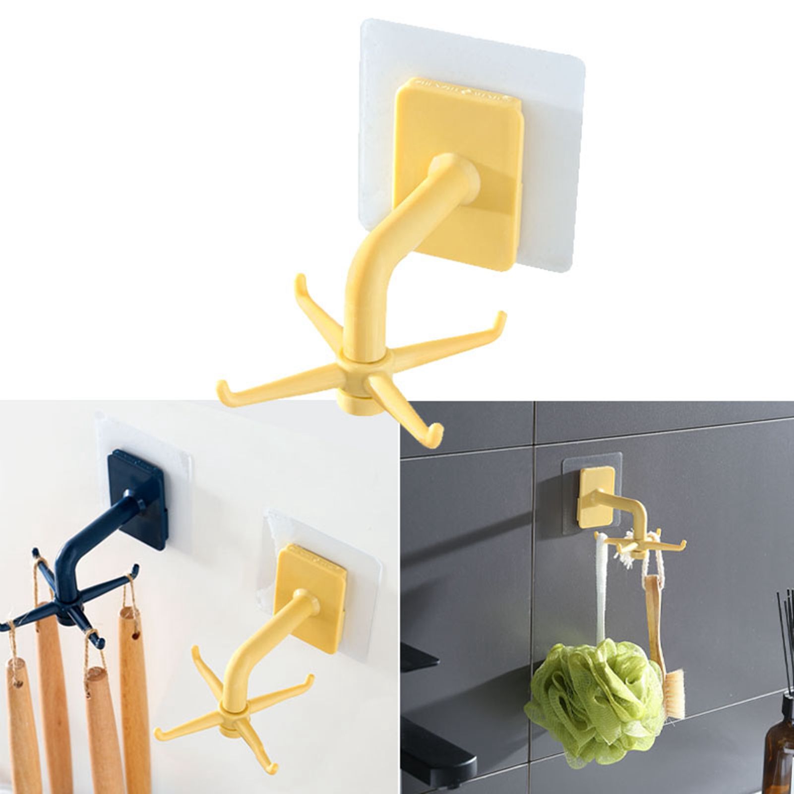 Hanging Utensil Holder Hooks 4 Claws 360° Rotatable Moisture Proof Strong view 14
