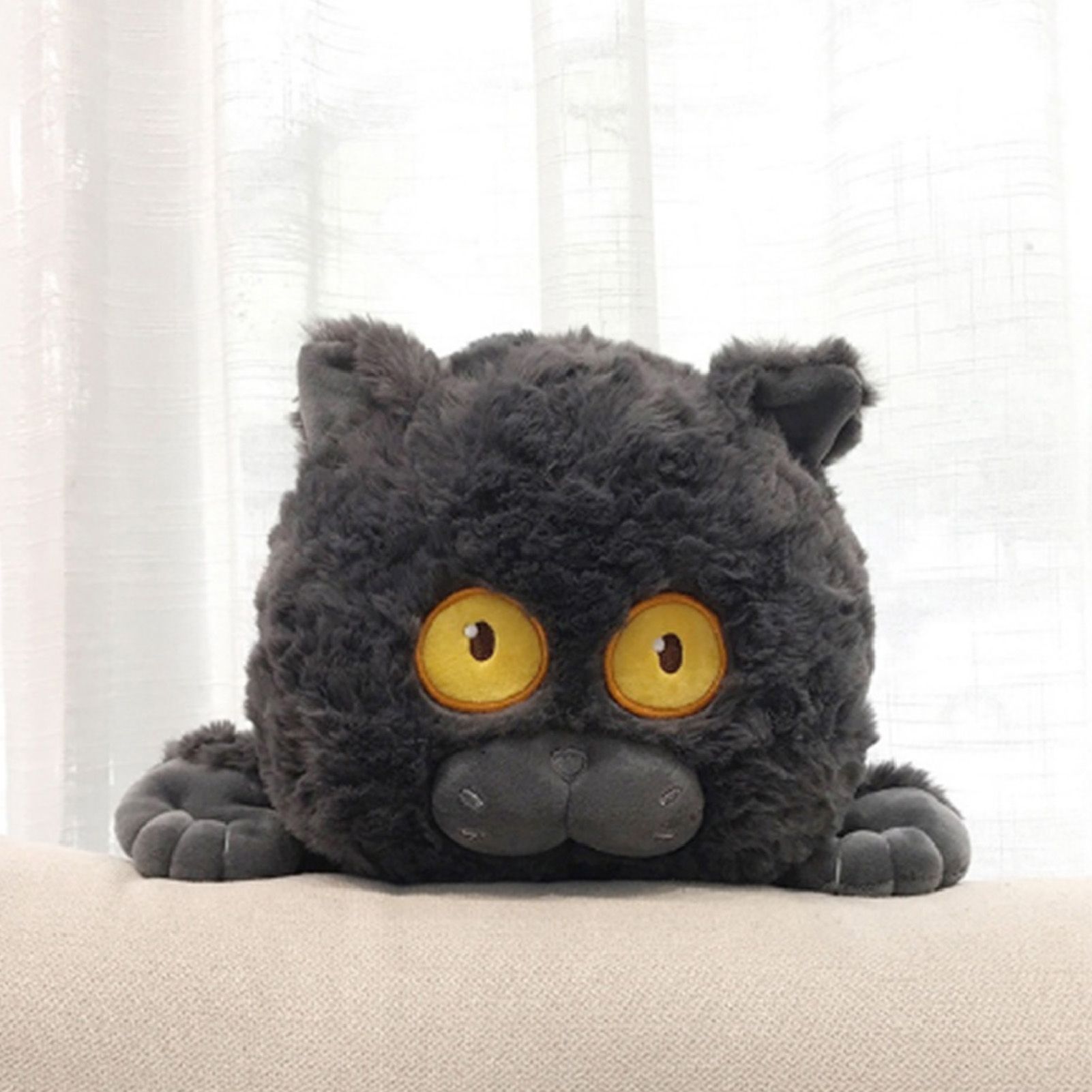 Cat Plush Toy Cute Soft Skin Friendly Fluffy Staring Short Plush Cat Hugging view 8