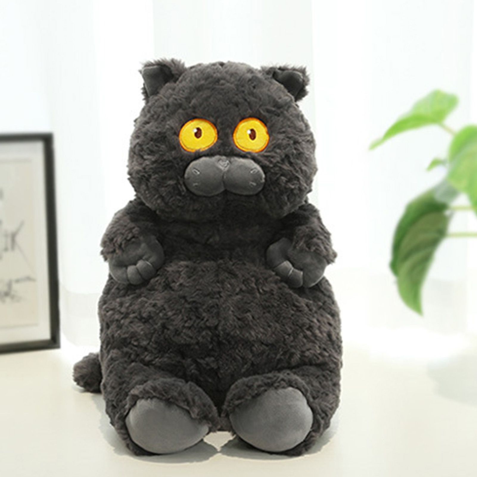Cat Plush Toy Cute Soft Skin Friendly Fluffy Staring Short Plush Cat Hugging view 11