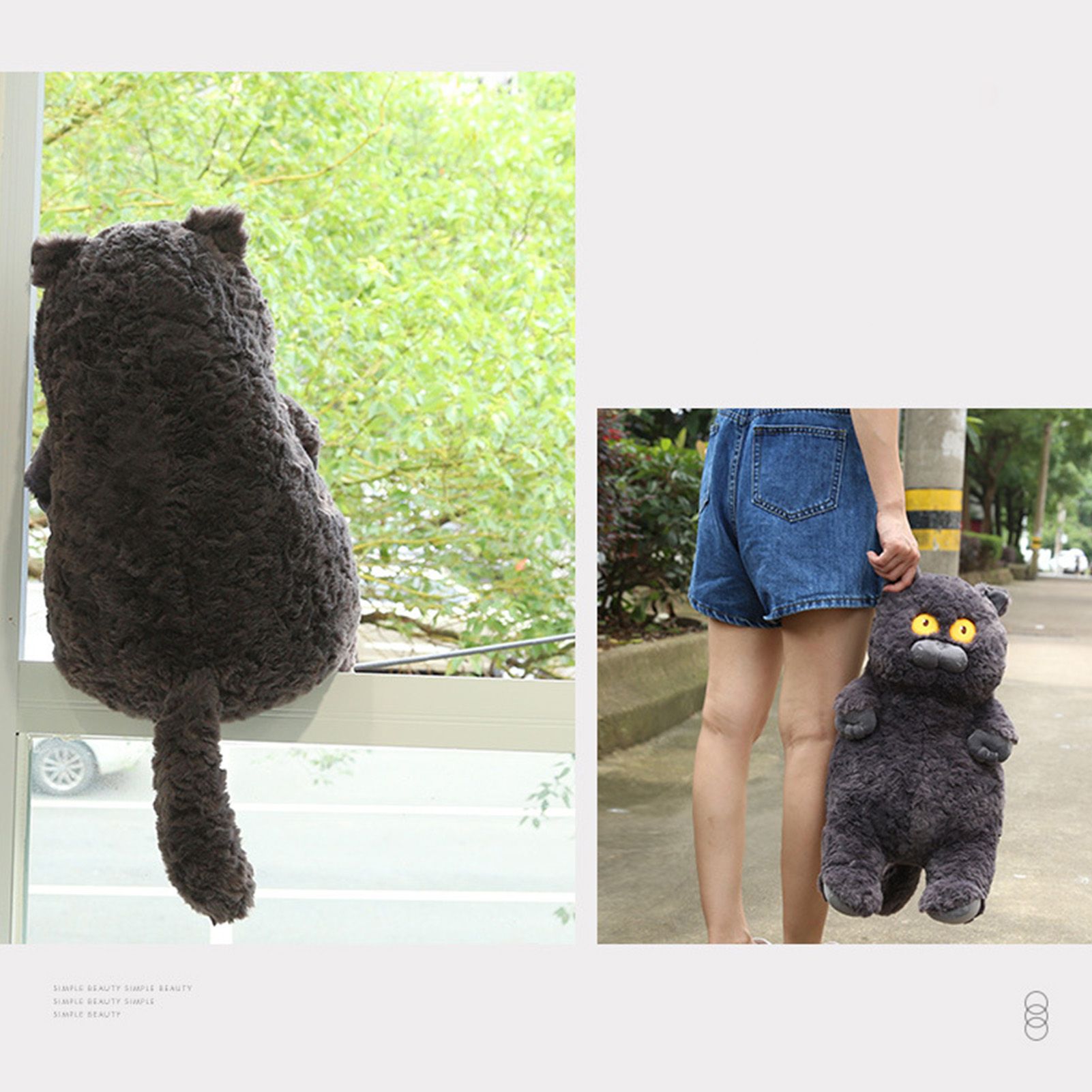 Cat Plush Toy Cute Soft Skin Friendly Fluffy Staring Short Plush Cat Hugging view 13