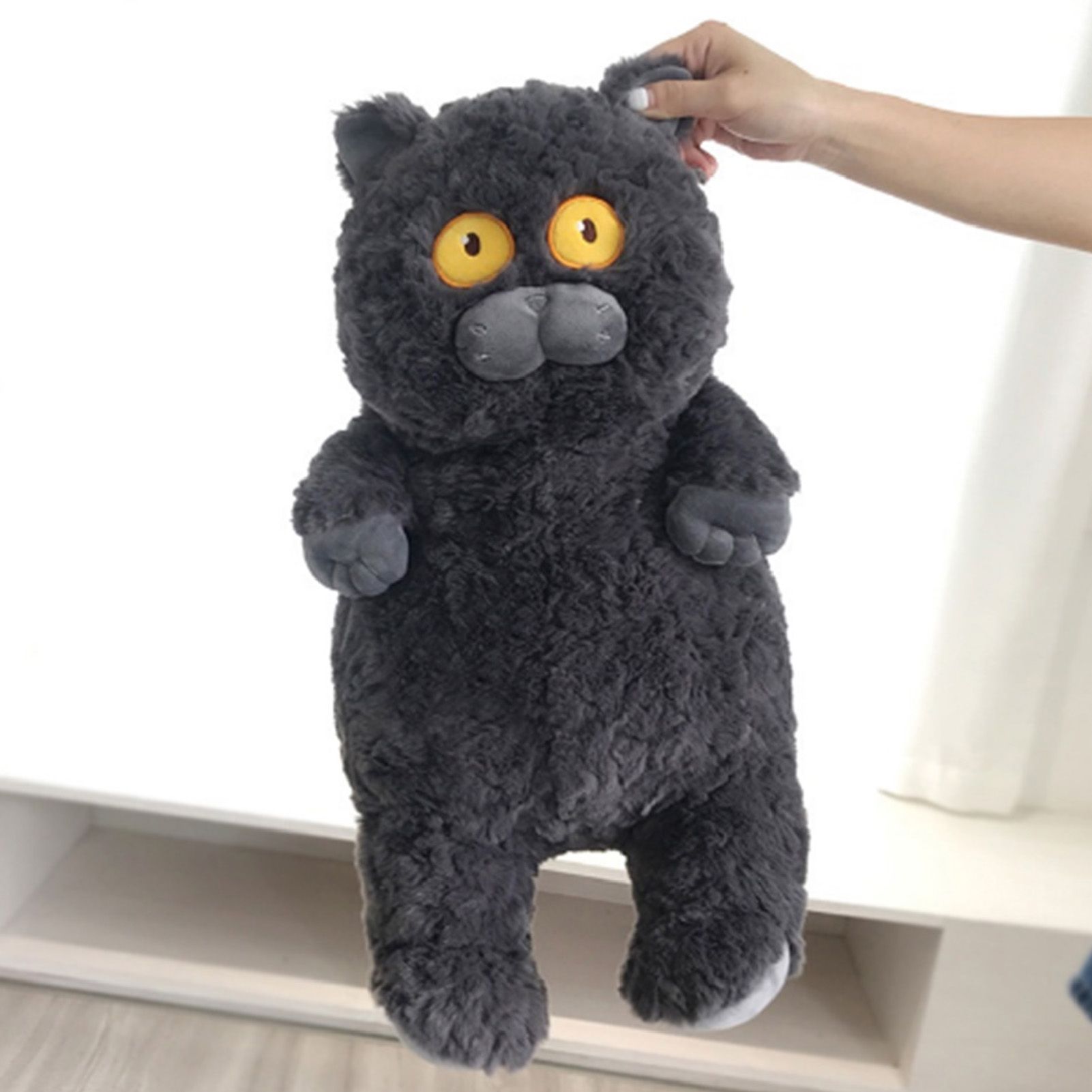 Cat Plush Toy Cute Soft Skin Friendly Fluffy Staring Short Plush Cat Hugging view 14