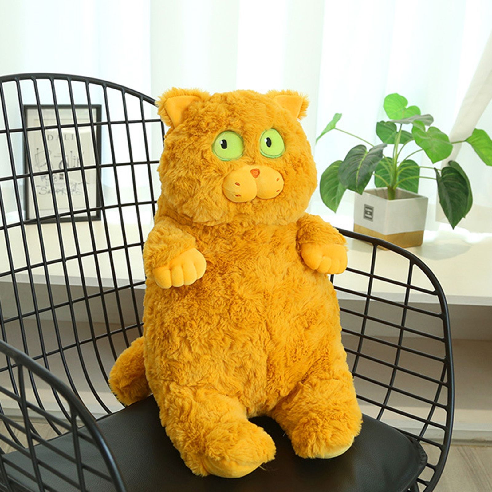 Cat Plush Toy Cute Soft Skin Friendly Fluffy Staring Short Plush Cat Hugging view 5