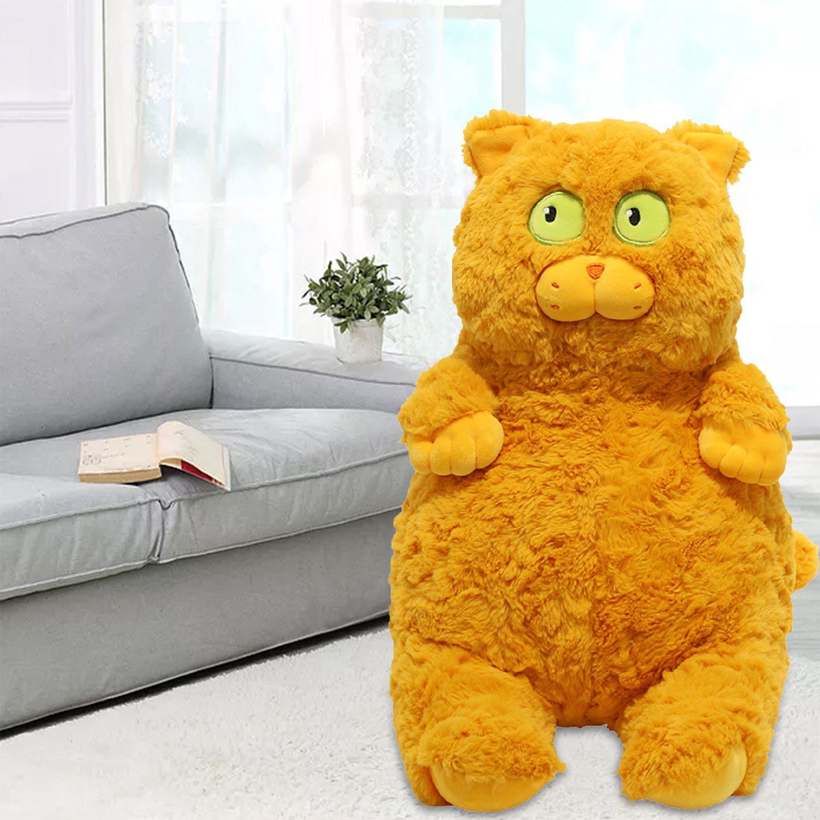 Cat Plush Toy Cute Soft Skin Friendly Fluffy Staring Short Plush Cat Hugging view 6