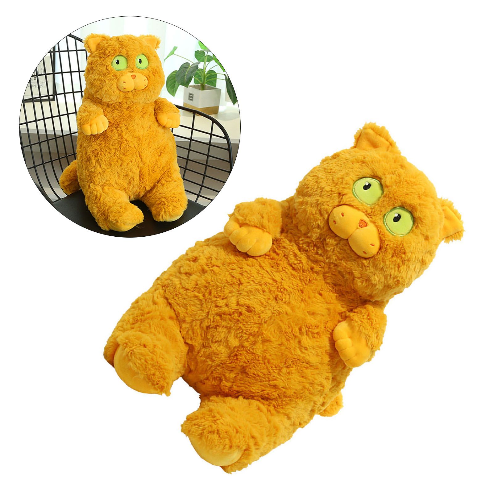 Cat Plush Toy Cute Soft Skin Friendly Fluffy Staring Short Plush Cat Hugging view 11