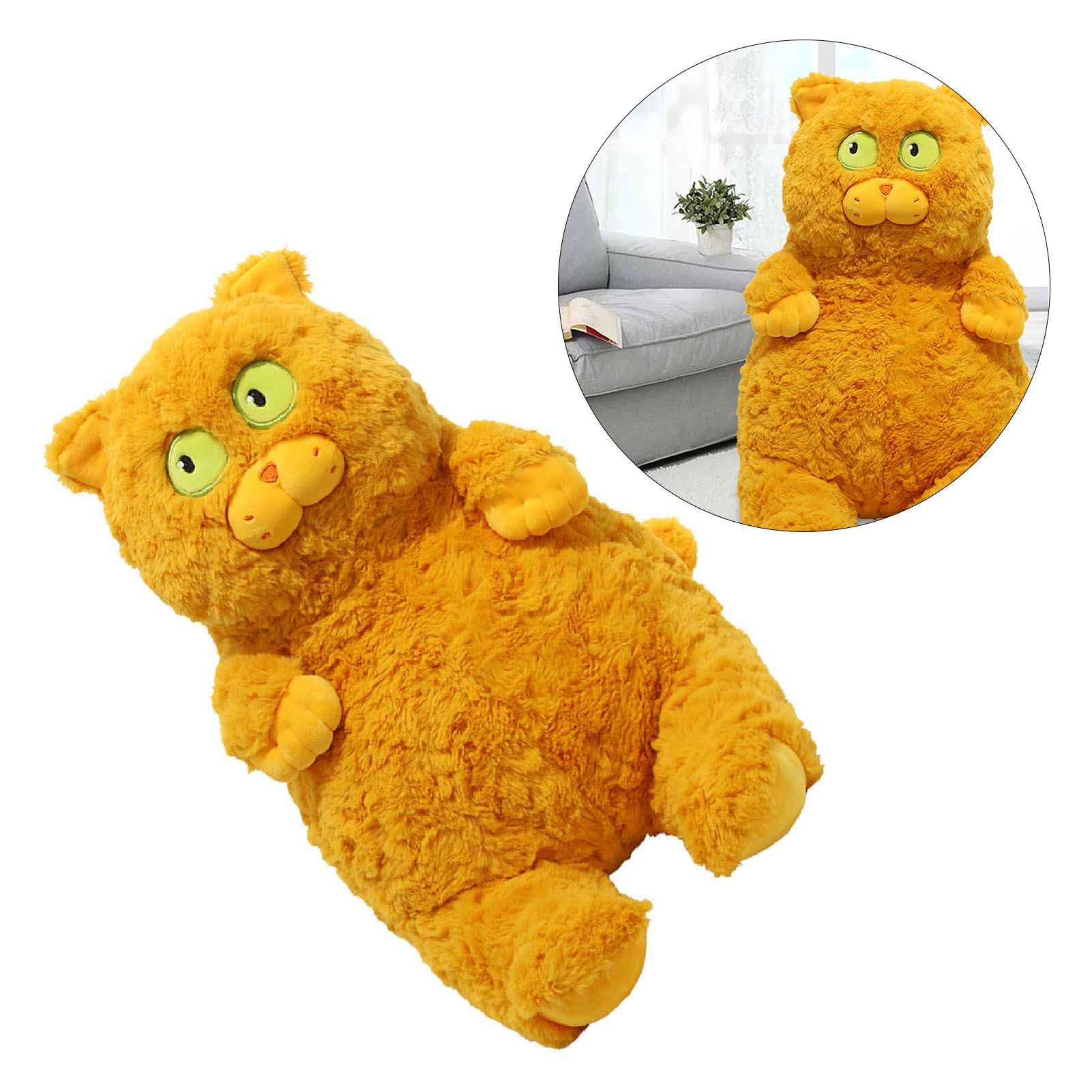 Cat Plush Toy Cute Soft Skin Friendly Fluffy Staring Short Plush Cat Hugging view 12