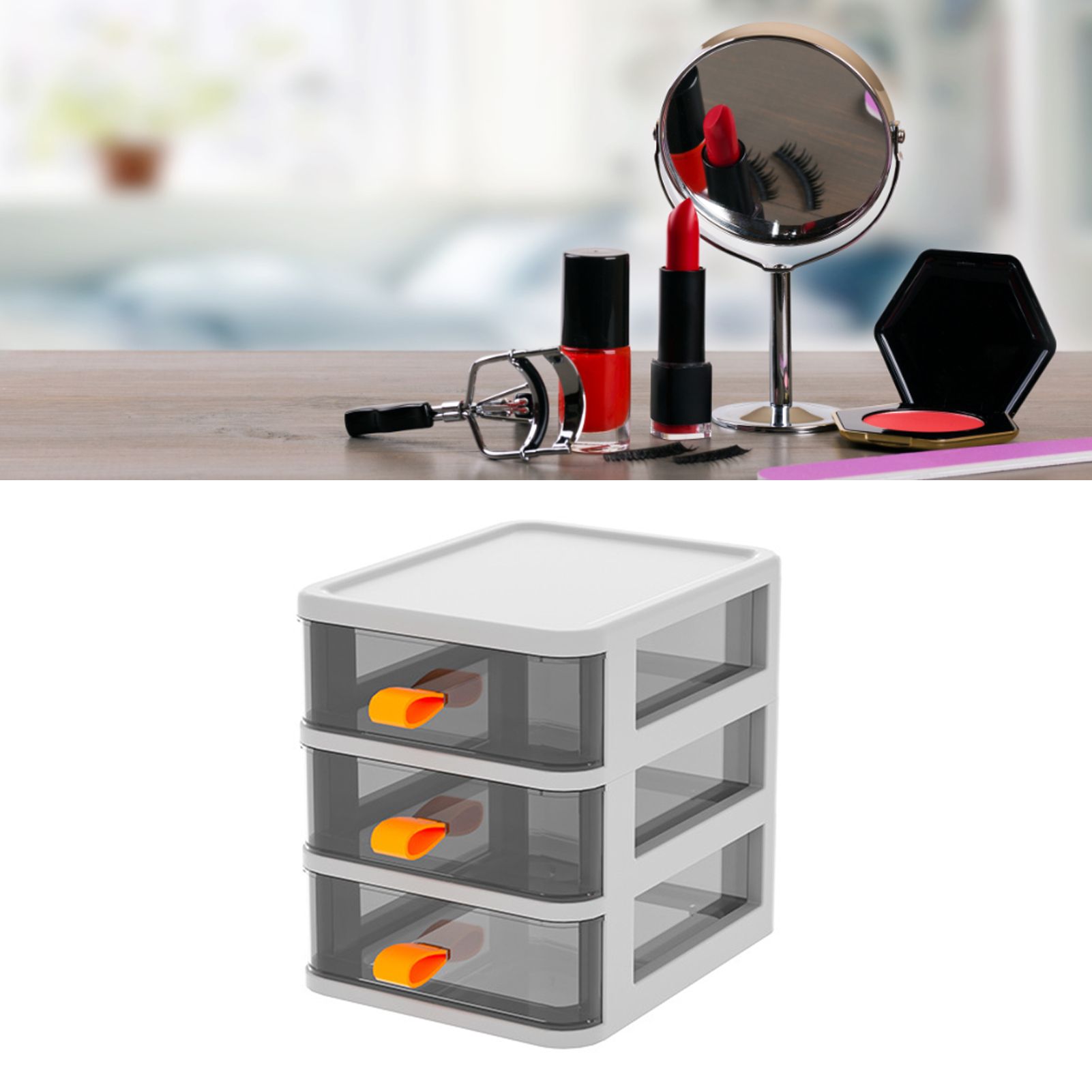 Drawer Type Desktop Storage Box Transparent Desktop Stationery Organizer with view 11