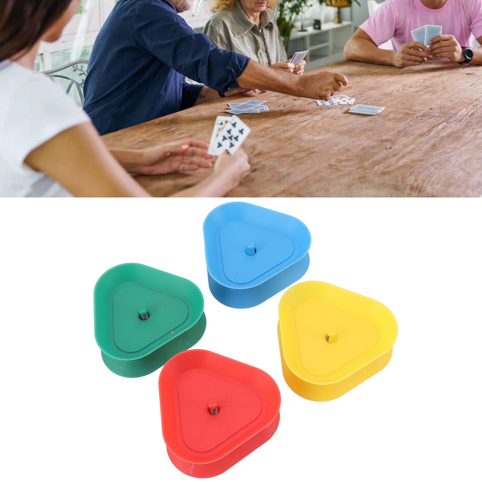 4Pcs Playing Card Holder Plastic Triangle Shaped Spring Design Hands Free view 11