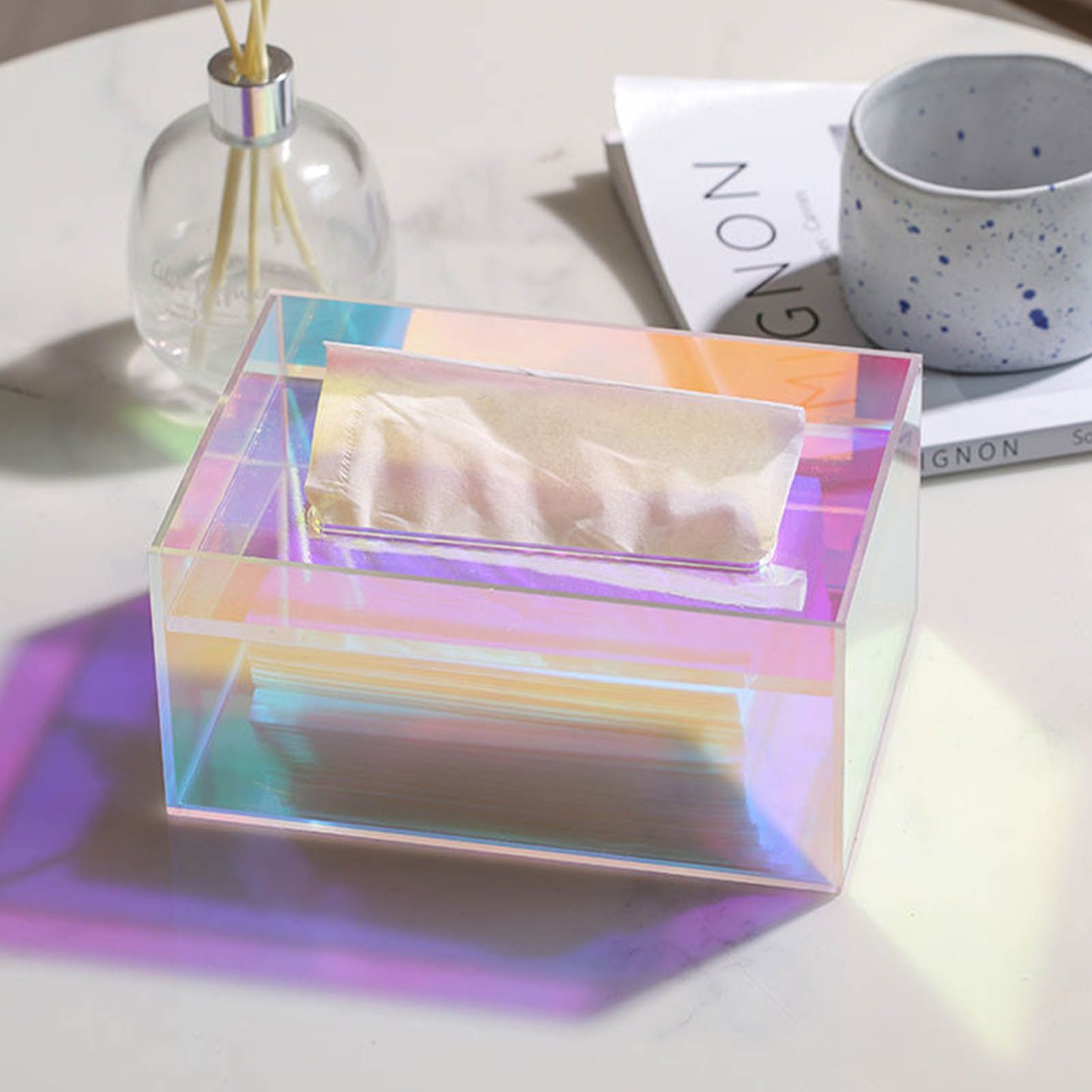 Tissue Box Holder Acrylic Storage Large Capacity Napkin Box for Washroom view 5
