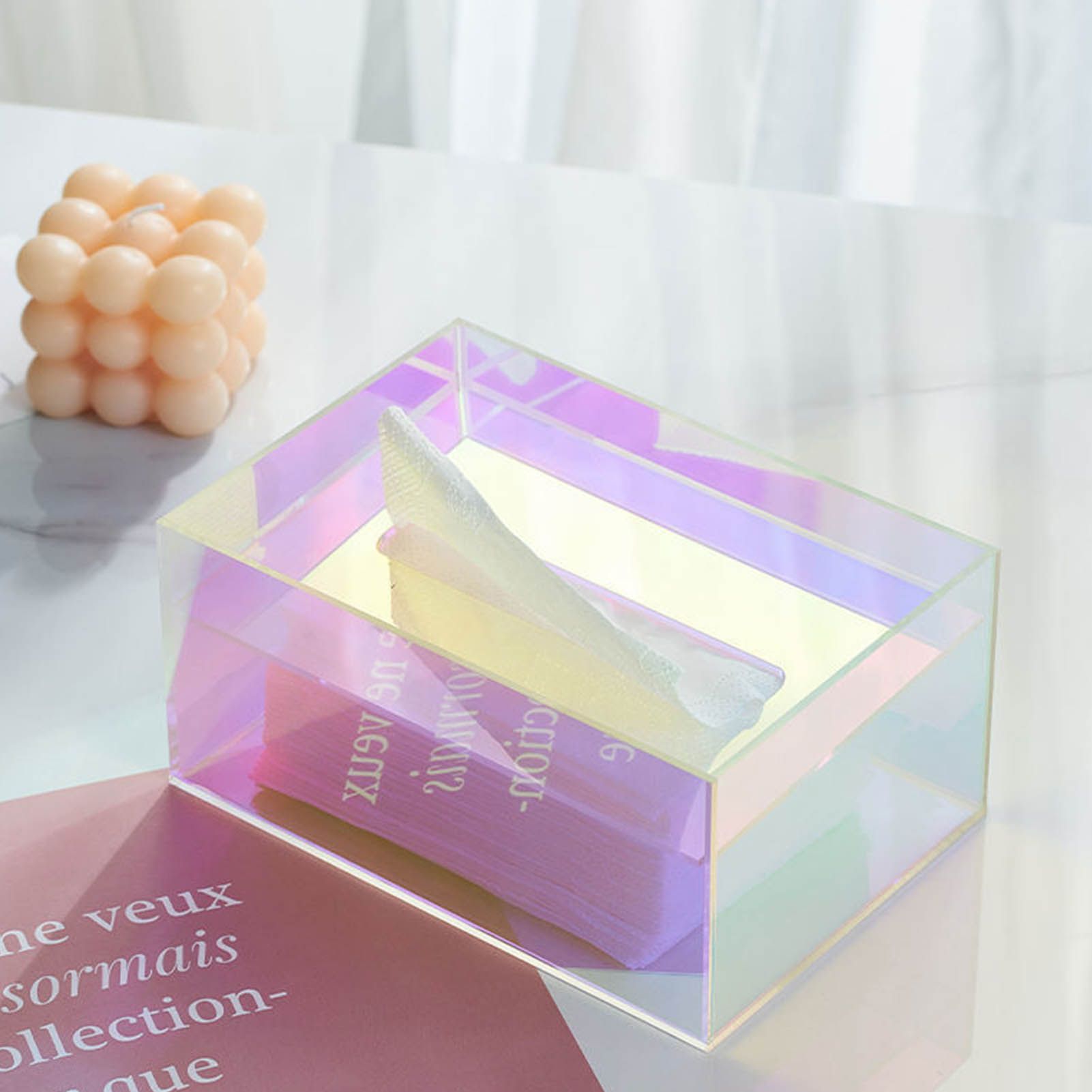 Tissue Box Holder Acrylic Storage Large Capacity Napkin Box for Washroom view 11