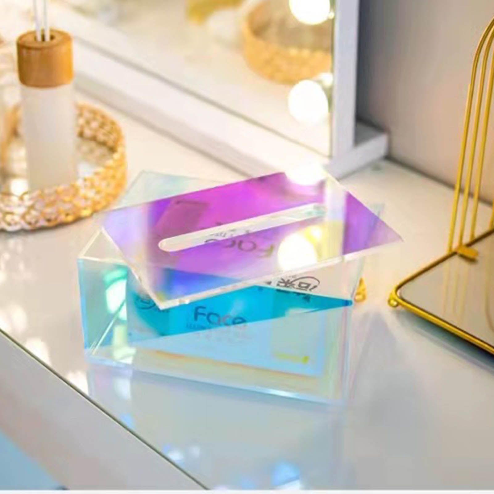 Tissue Box Holder Acrylic Storage Large Capacity Napkin Box for Washroom view 12