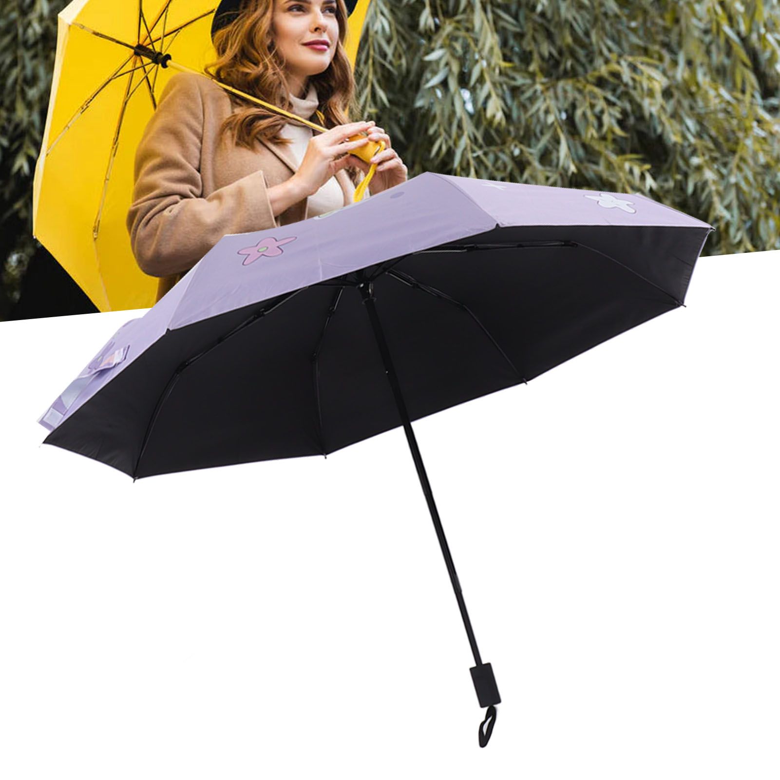 Children Umbrella 3 Fold Reflective Edge Cartoon Portable Kids Sun Rain view 12