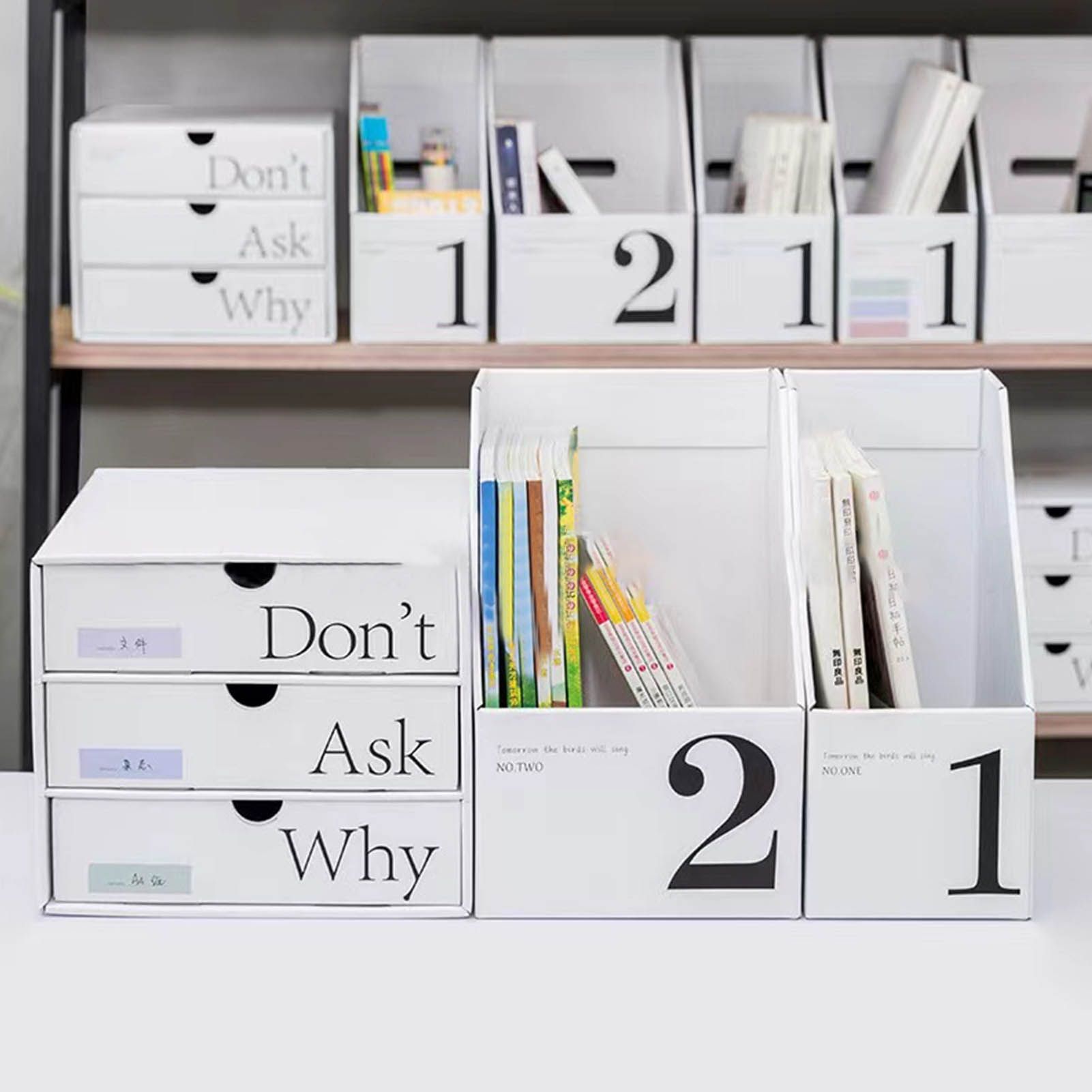 Vertical File Folder Bin Paper Number Marking Slim Desk Storage Organizer for view 5