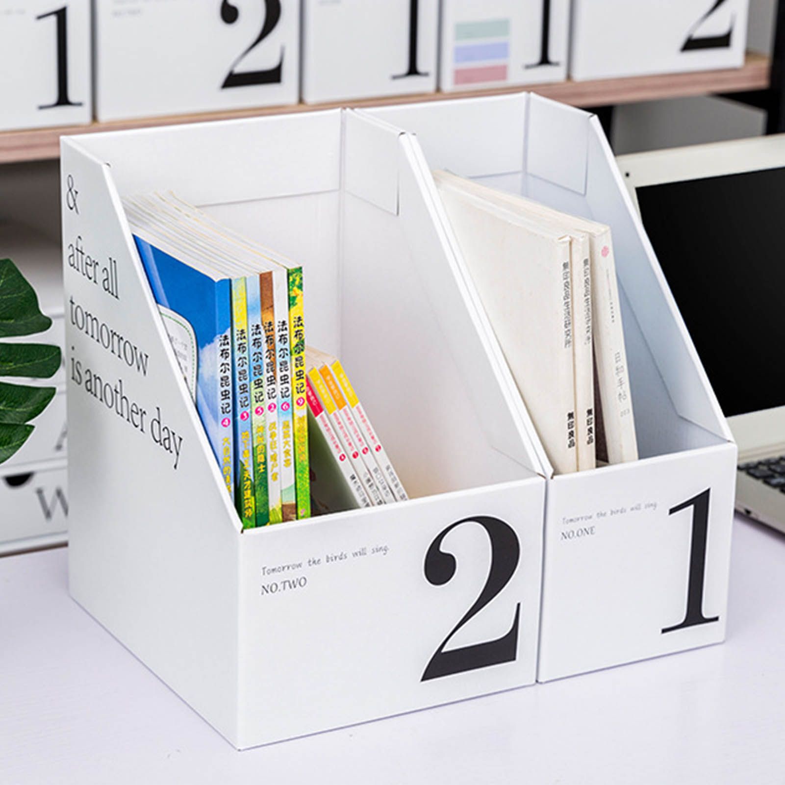 Vertical File Folder Bin Paper Number Marking Slim Desk Storage Organizer for view 6