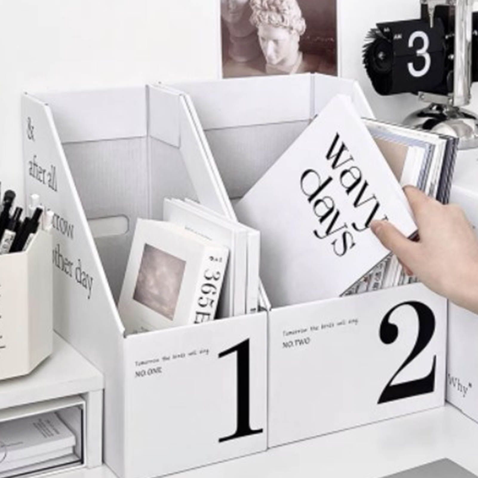 Vertical File Folder Bin Paper Number Marking Slim Desk Storage Organizer for view 11
