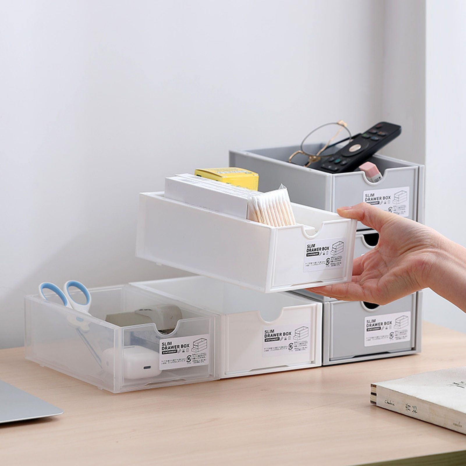 Desktop Storage Box Plastic Desk Makeup Organizer Stationery Supplies Storage view 5