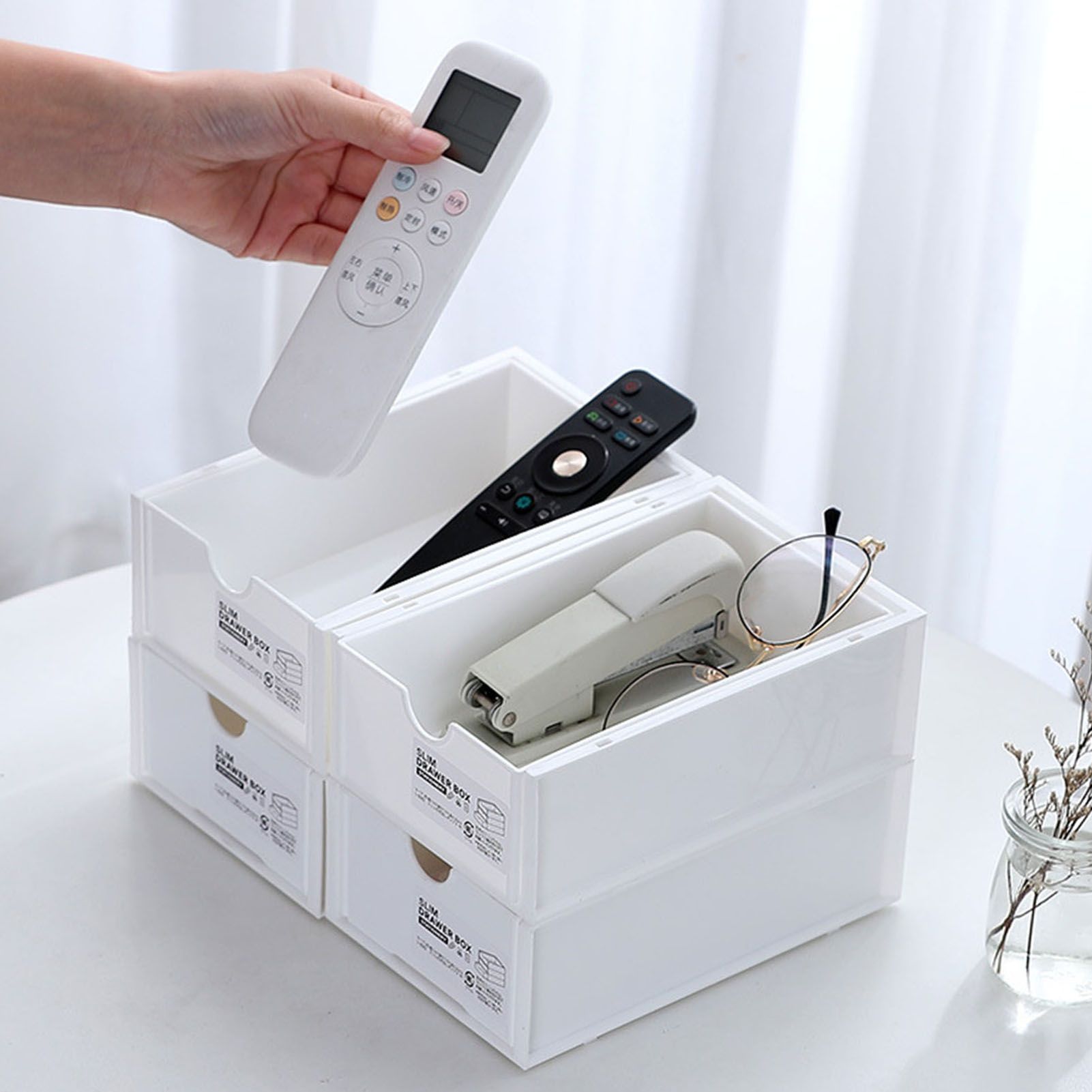 Desktop Storage Box Plastic Desk Makeup Organizer Stationery Supplies Storage view 10