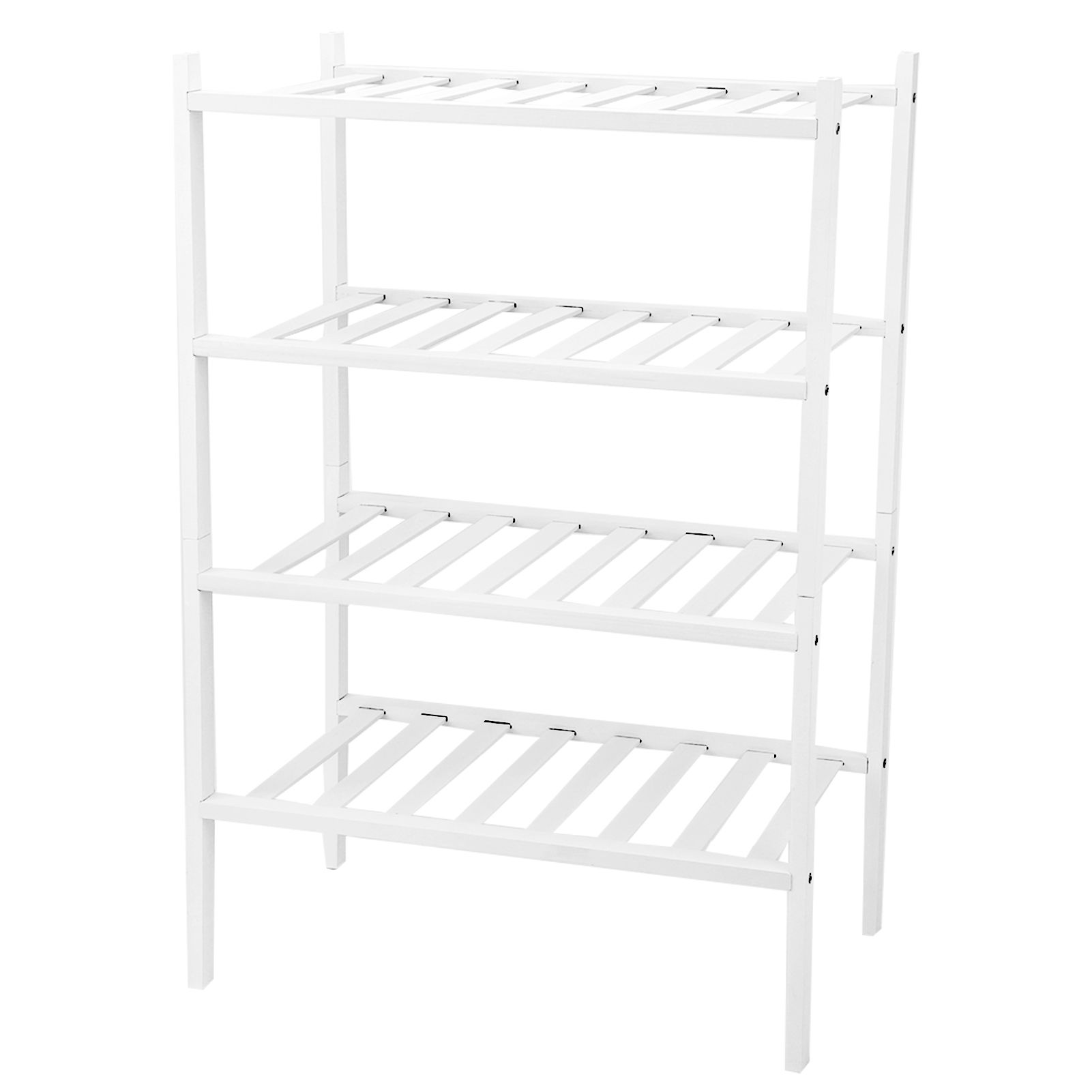 4 Tier Shoe Rack White Stackable Shoes Rack Organizer Multifunctional Bamboo view 3